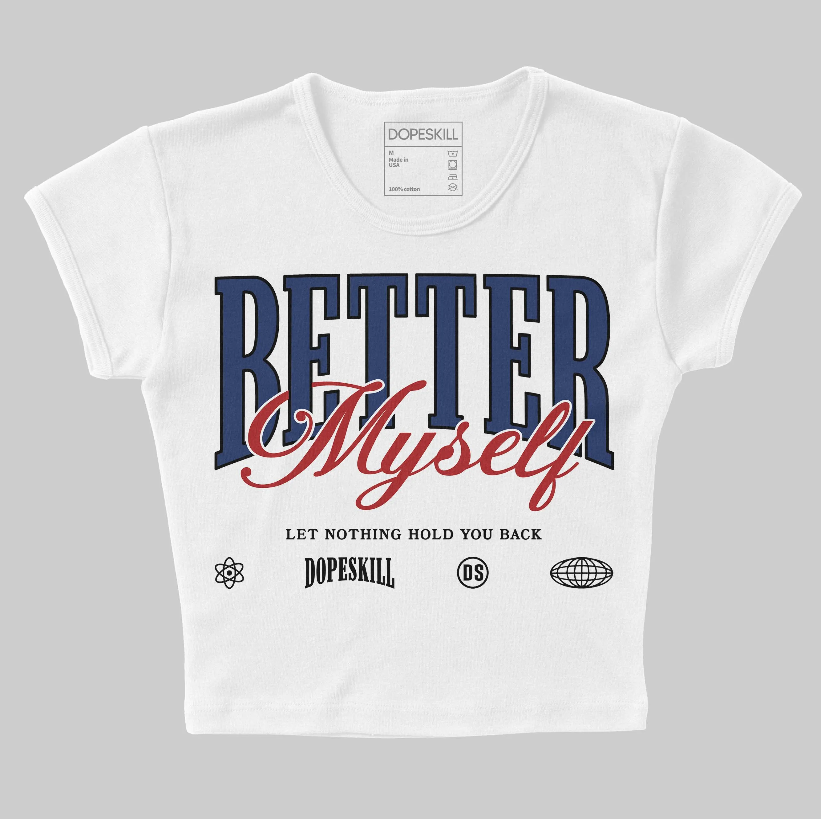 Midnight Navy 1s DopeSkill Women's Crop Top Better Myself Graphic sold by DopeSkill