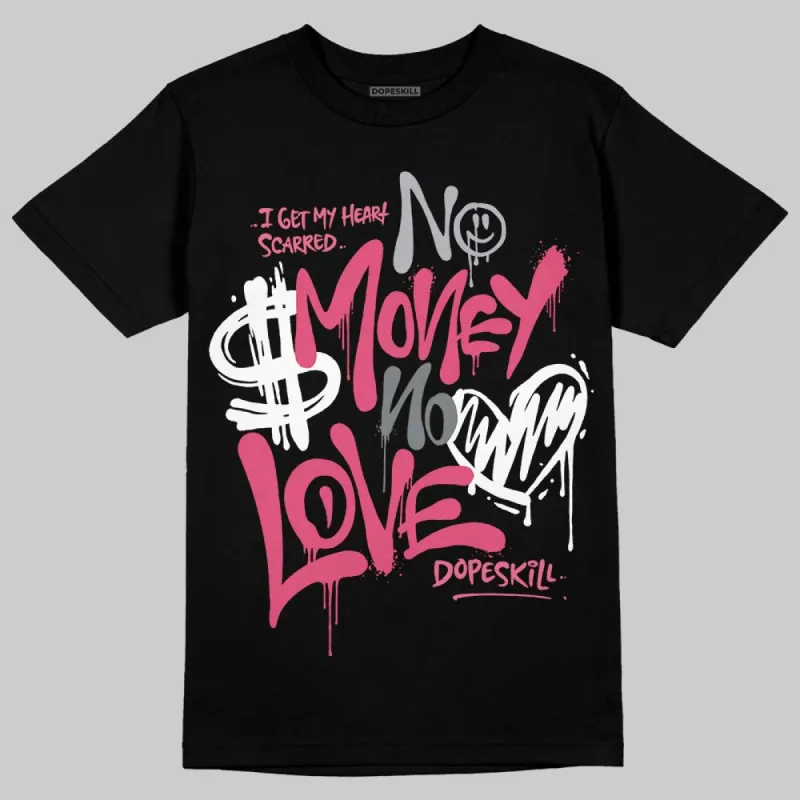 White Fluo Pink DopeSkill T-Shirt No Money No Love Typo Graphic sold by DopeSkill