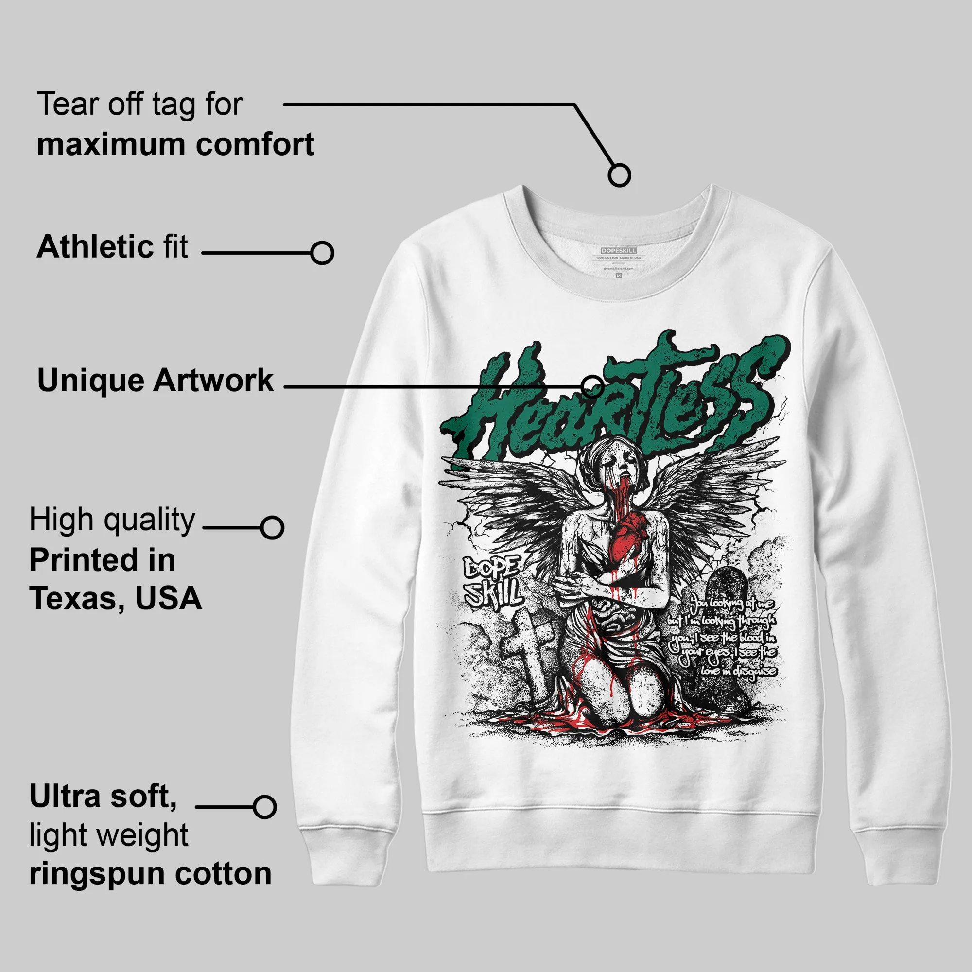 Oxidized Green 4s DopeSkill Sweatshirt Heartless Graphic sold by DopeSkill product image thumbnail 3