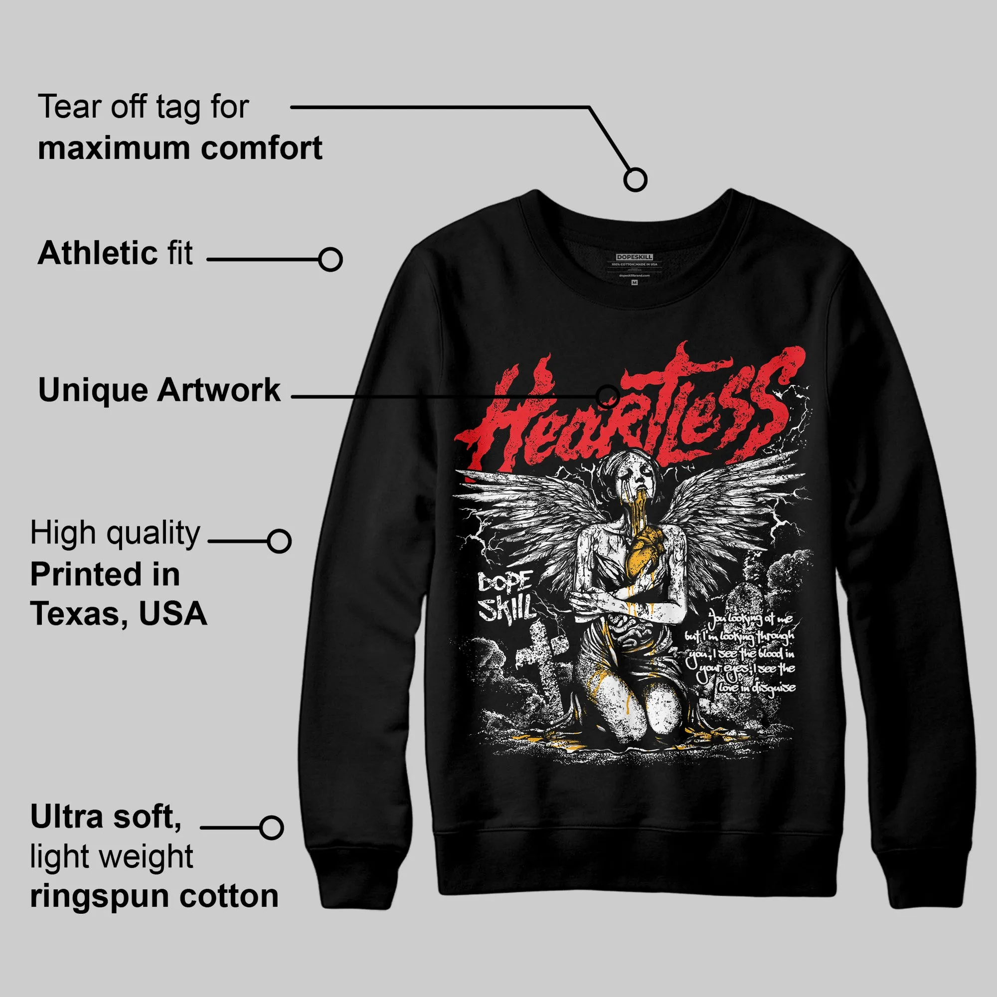 Red Collection DopeSkill Sweatshirt Heartless Graphic sold by DopeSkill product image thumbnail 3