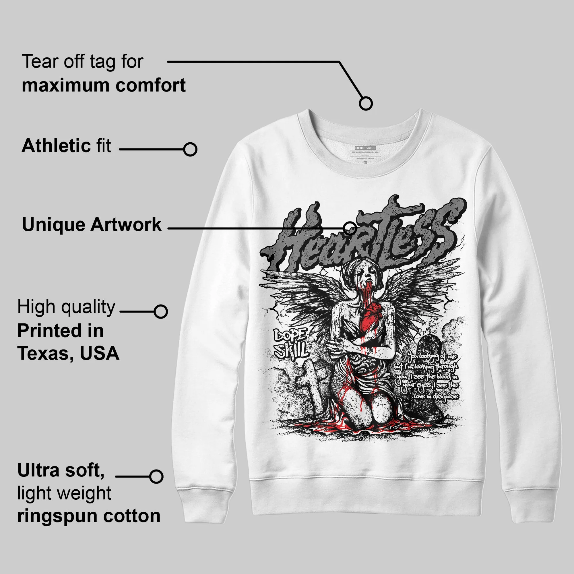 Grey Collection DopeSkill Sweatshirt Heartless Graphic sold by DopeSkill product image thumbnail 3
