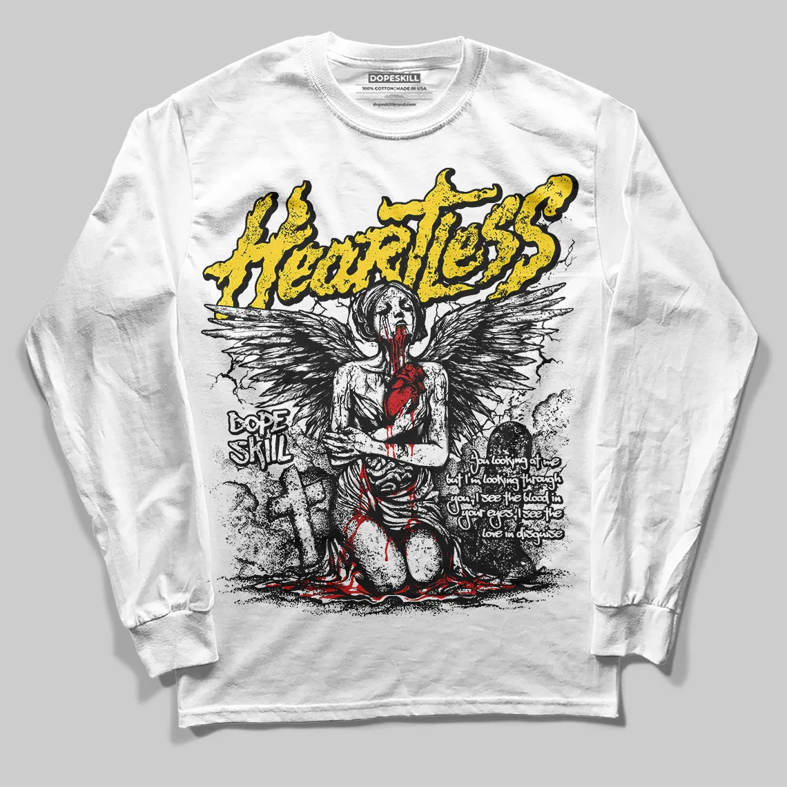 Black Tour Yellow AJ 4 Thunder DopeSkill Long Sleeve T-Shirt Heartless Graphic sold by DopeSkill product image thumbnail 2