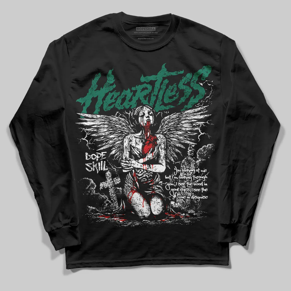 Oxidized Green 4s DopeSkill Long Sleeve T-Shirt Heartless Graphic sold by DopeSkill product image thumbnail 2