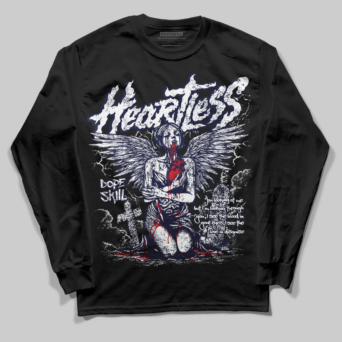 Midnight Navy 3s DopeSkill Long Sleeve T-Shirt Heartless Graphic sold by DopeSkill product image thumbnail 2