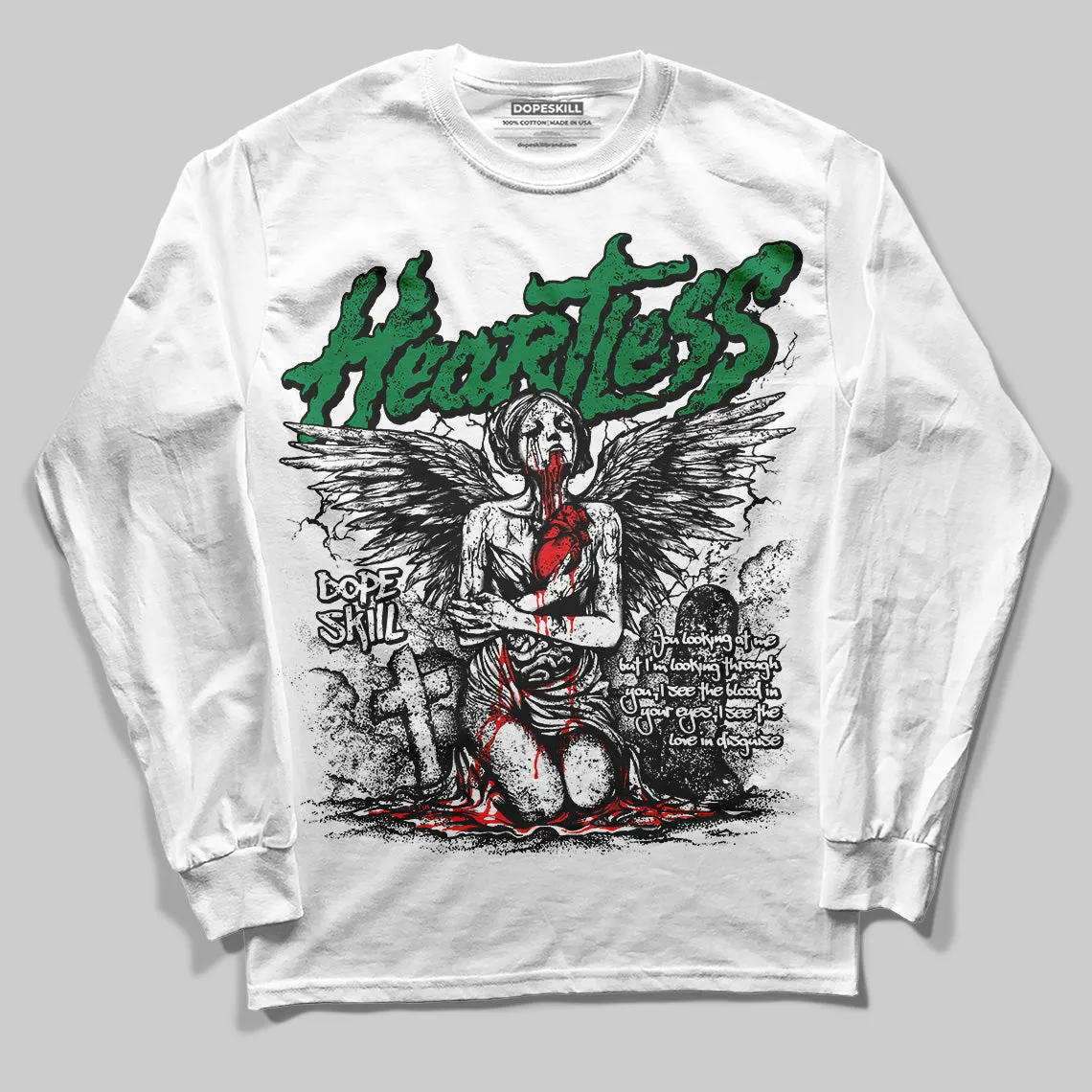 Lucky Green 5s DopeSkill Long Sleeve T-Shirt Heartless Graphic sold by DopeSkill