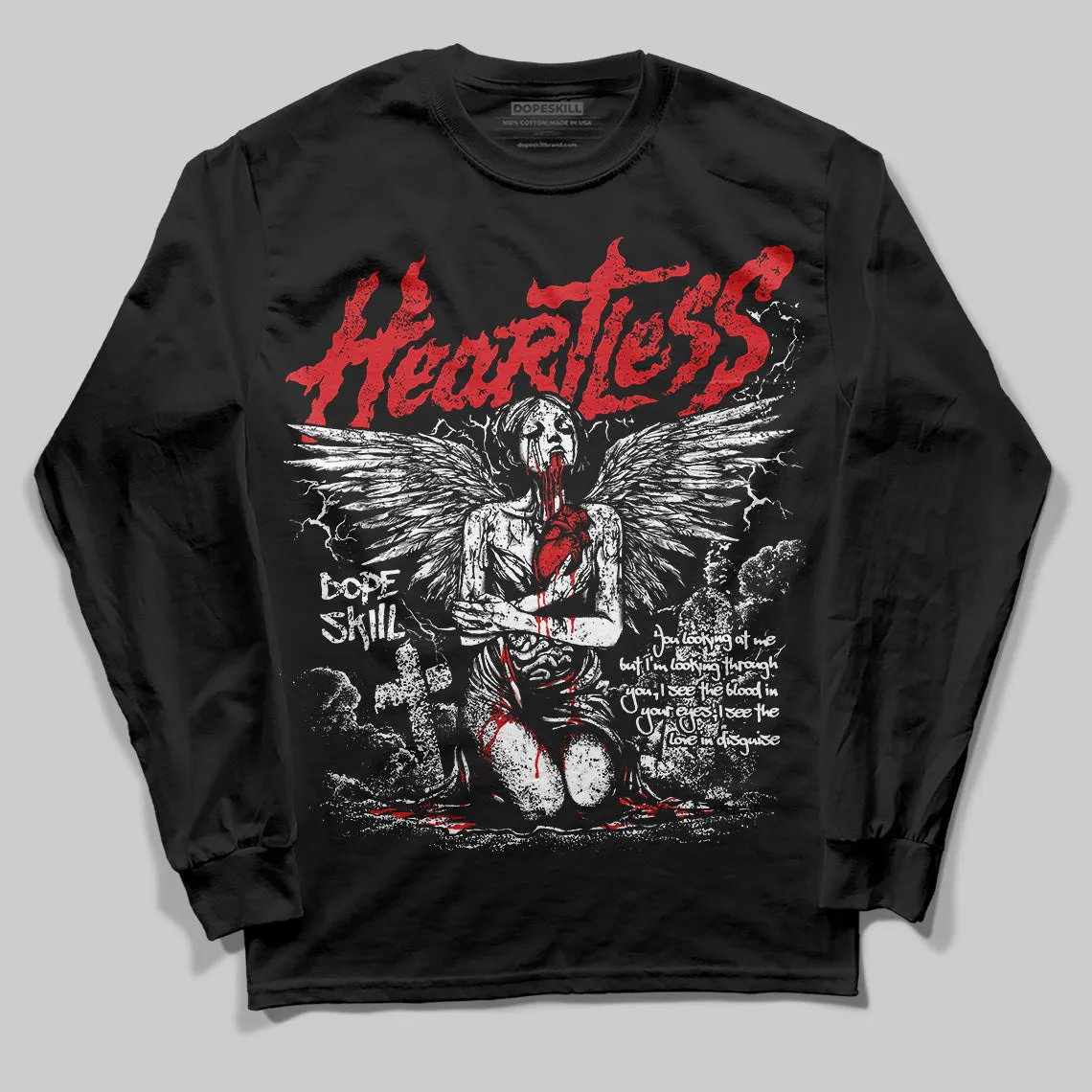 Fire Red 3s DopeSkill Long Sleeve T-Shirt Heartless Graphic sold by DopeSkill product image thumbnail 2