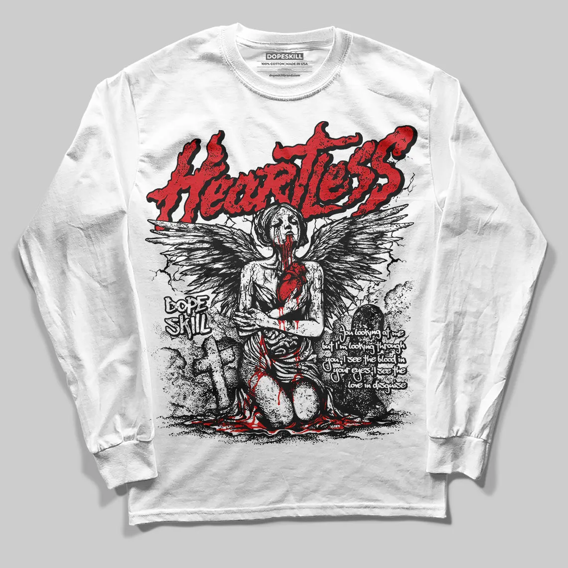 Fire Red 3s DopeSkill Long Sleeve T-Shirt Heartless Graphic sold by DopeSkill
