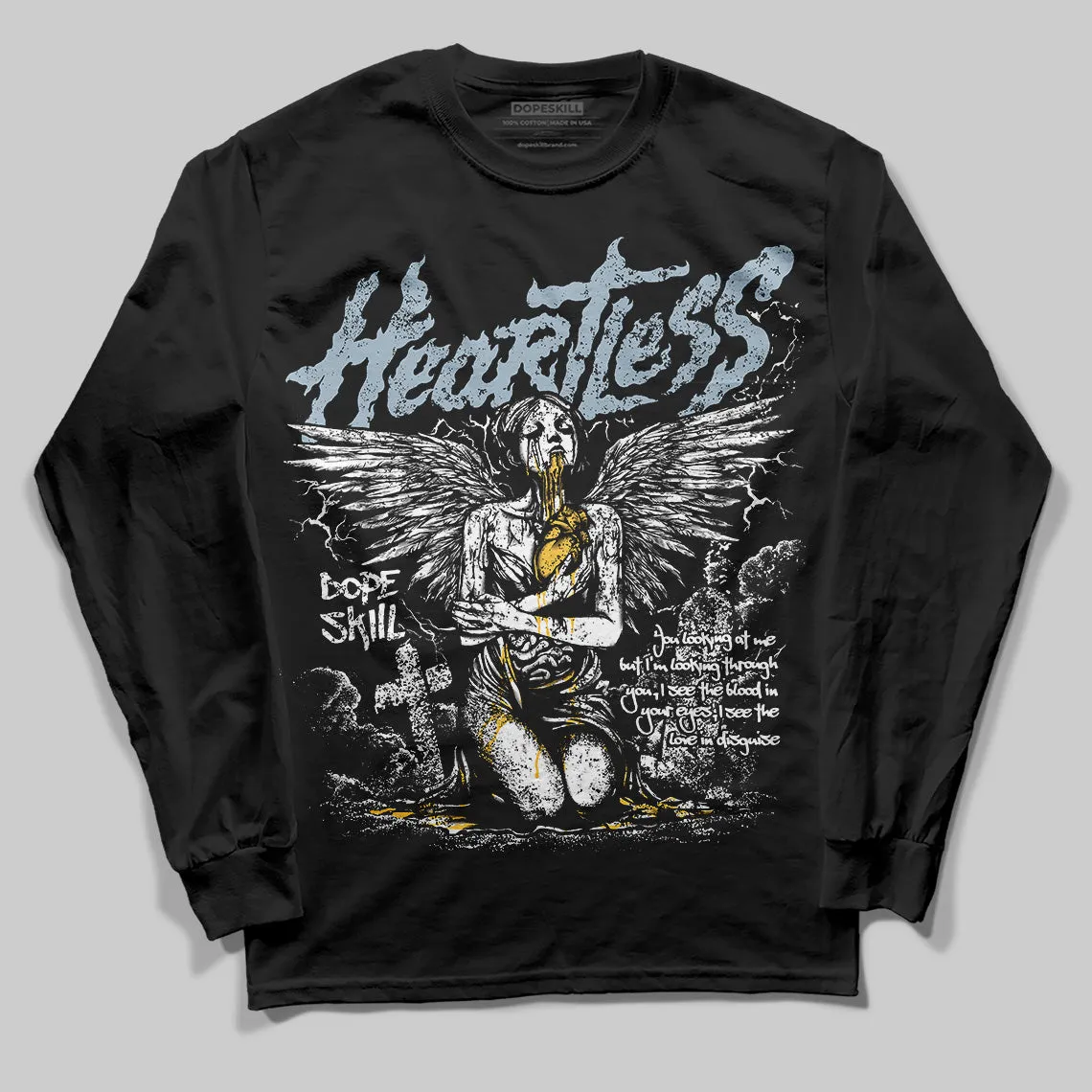 Blue Grey 13s DopeSkill Long Sleeve T-Shirt Heartless Graphic sold by DopeSkill product image thumbnail 2