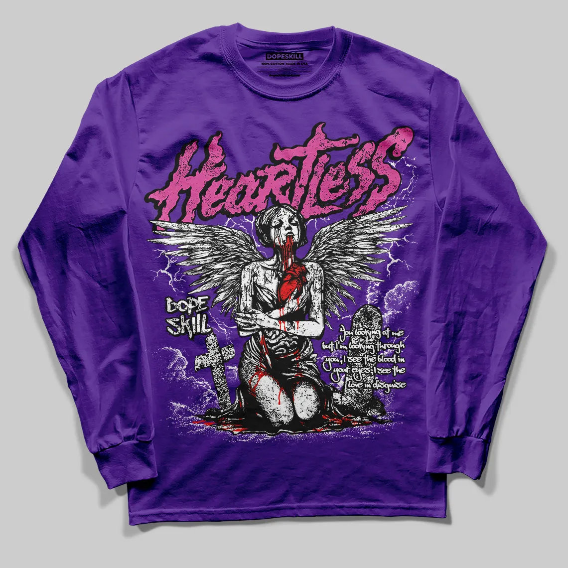 PURPLE Collection DopeSkill Purple Long Sleeve T-Shirt Heartless Graphic sold by DopeSkill