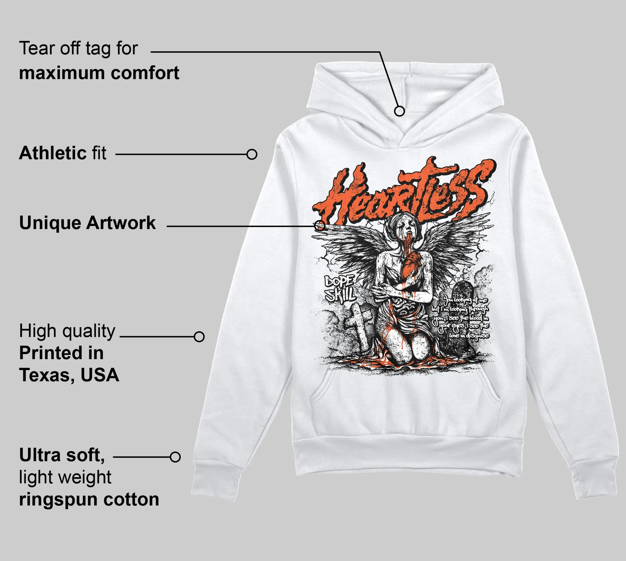 Orange Milk DopeSkill Hoodie Sweatshirt Heartless Graphic sold by DopeSkill product image thumbnail 3