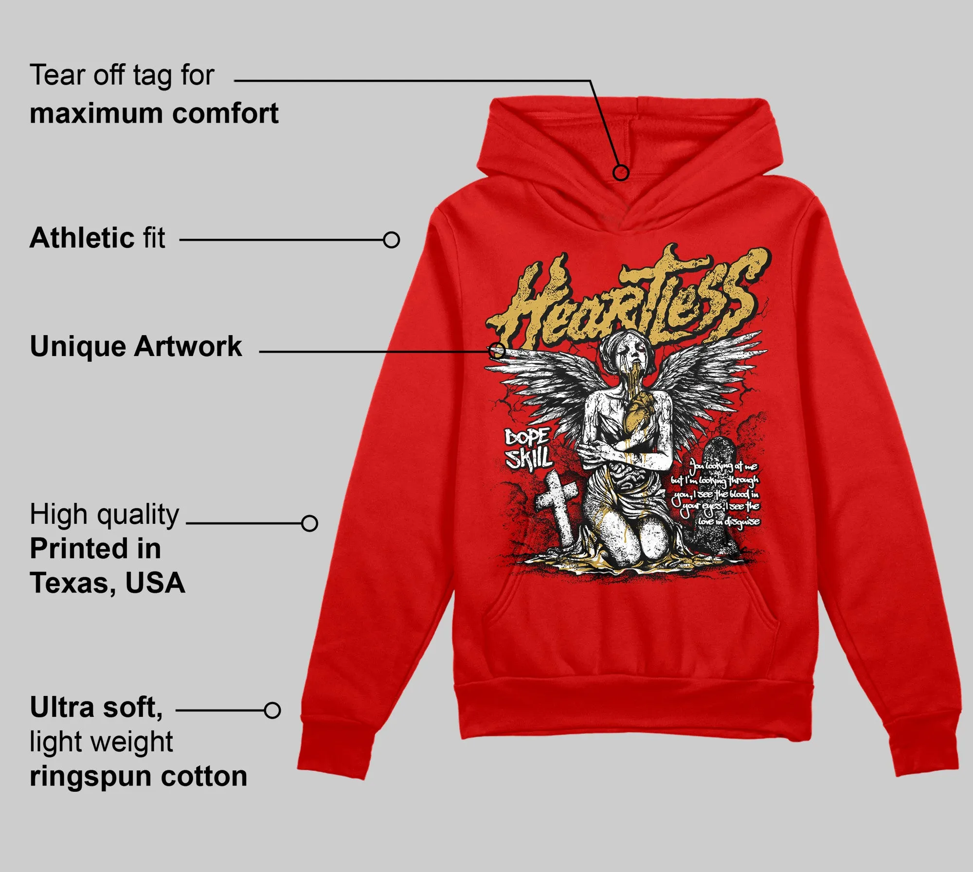 Red Collection DopeSkill Red Hoodie Sweatshirt Heartless Graphic sold by DopeSkill product image thumbnail 2