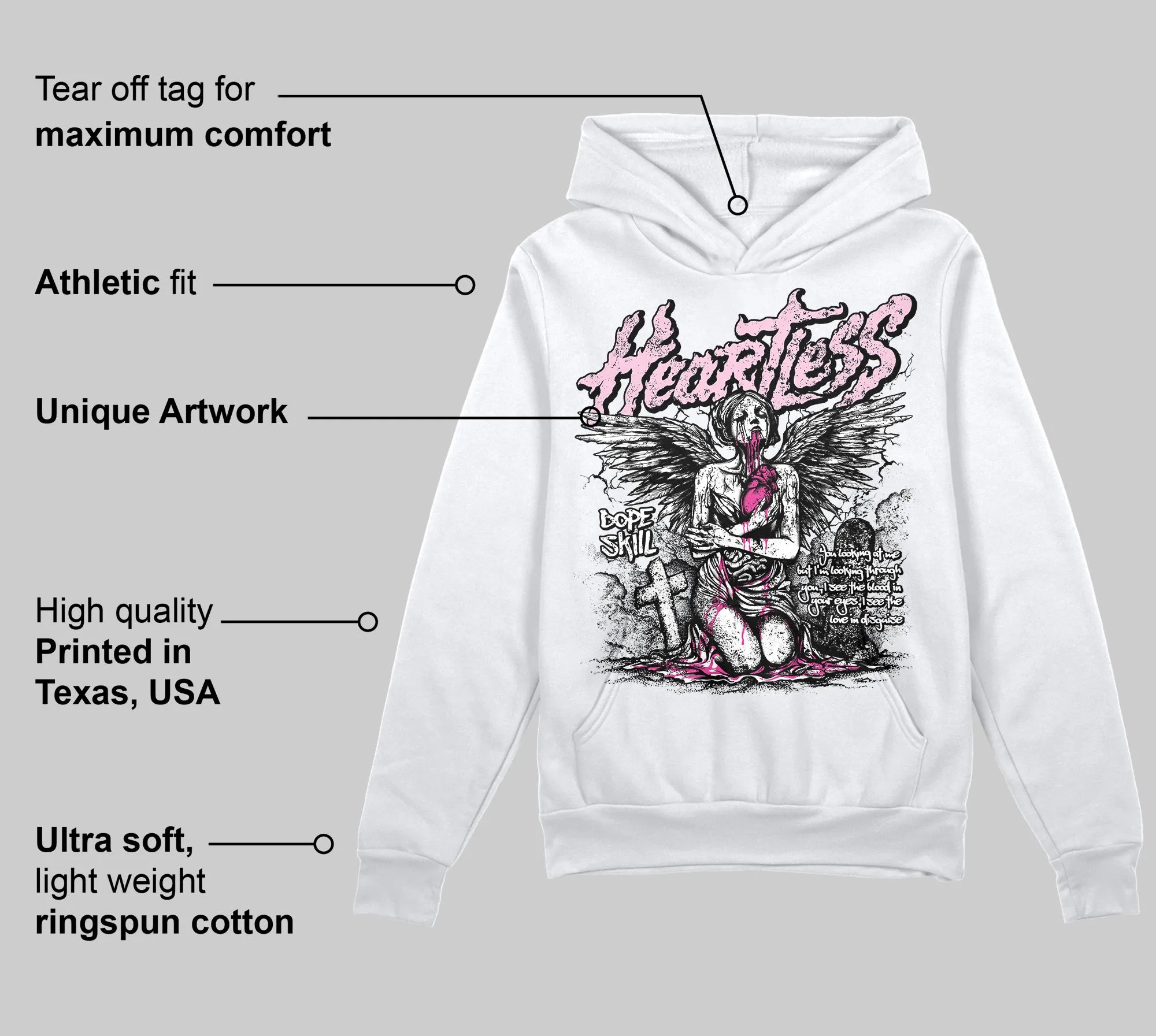 Pink Collection DopeSkill Hoodie Sweatshirt Heartless Graphic sold by DopeSkill product image thumbnail 3