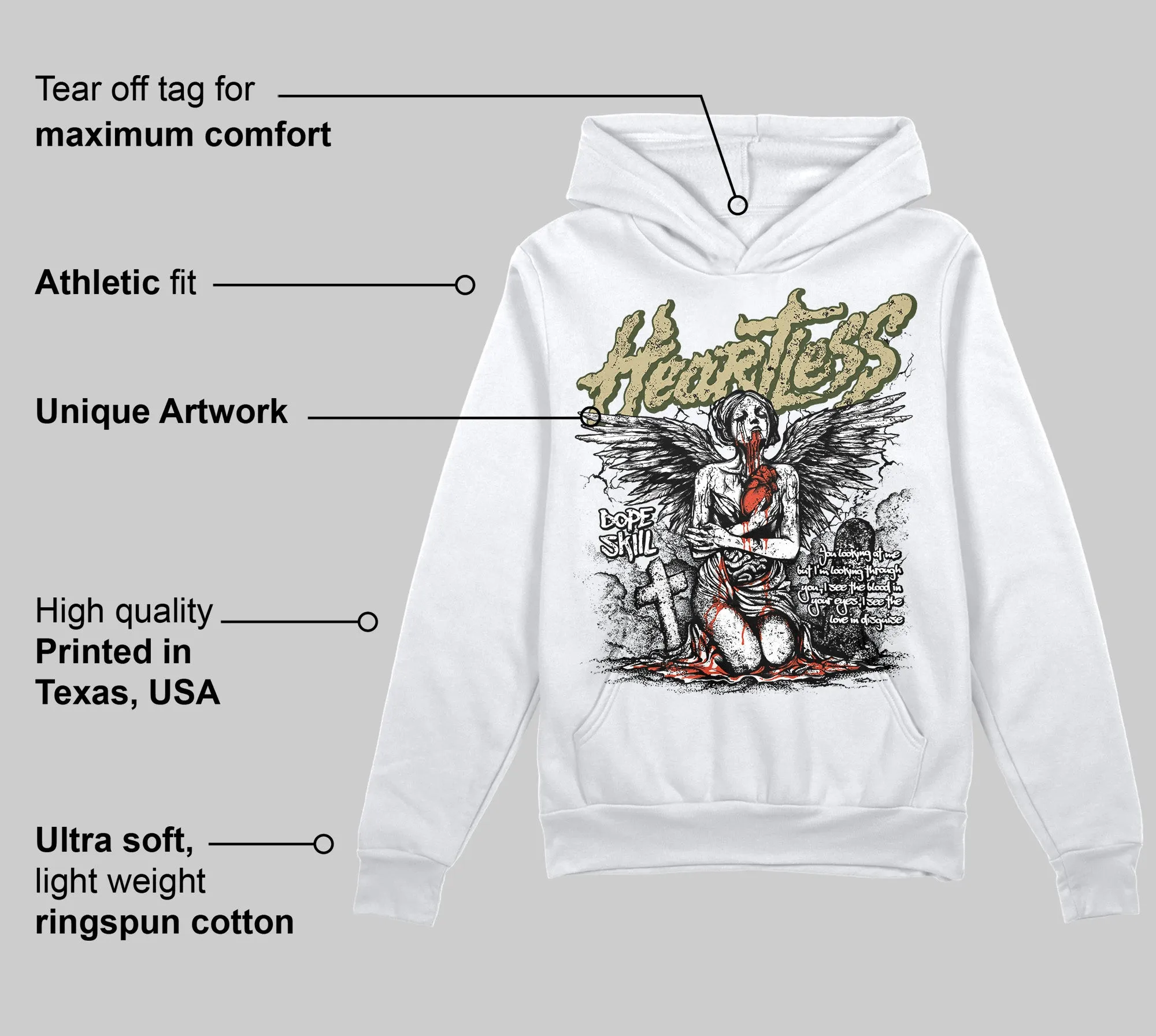 Olive Collection DopeSkill Hoodie Sweatshirt Heartless Graphic sold by DopeSkill product image thumbnail 3