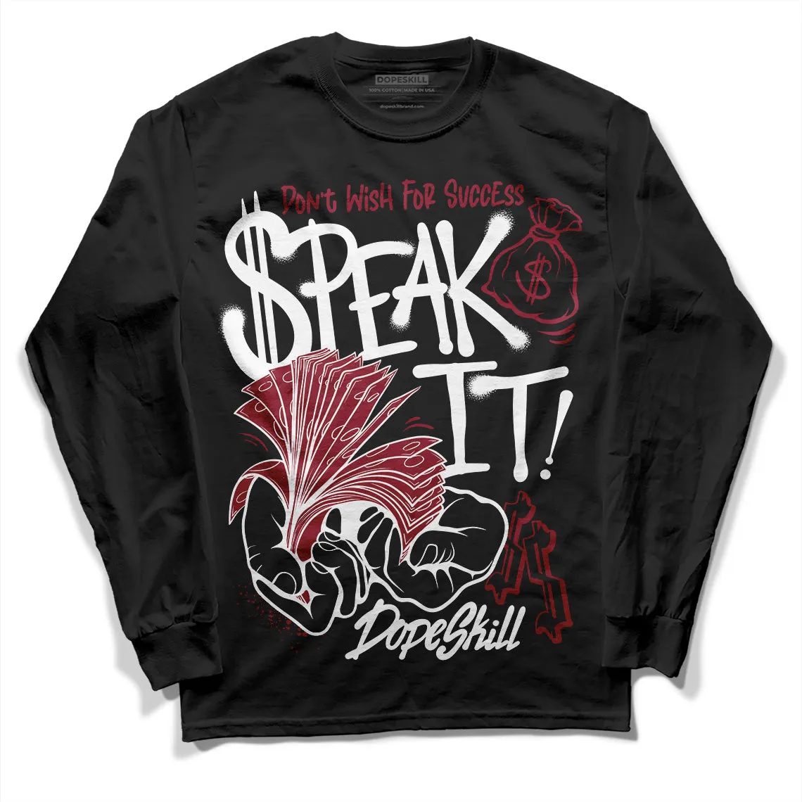 85 Metallic Burgundy 1s DopeSkill Long Sleeve T-Shirt Speak It Graphic sold by DopeSkill product image thumbnail 2