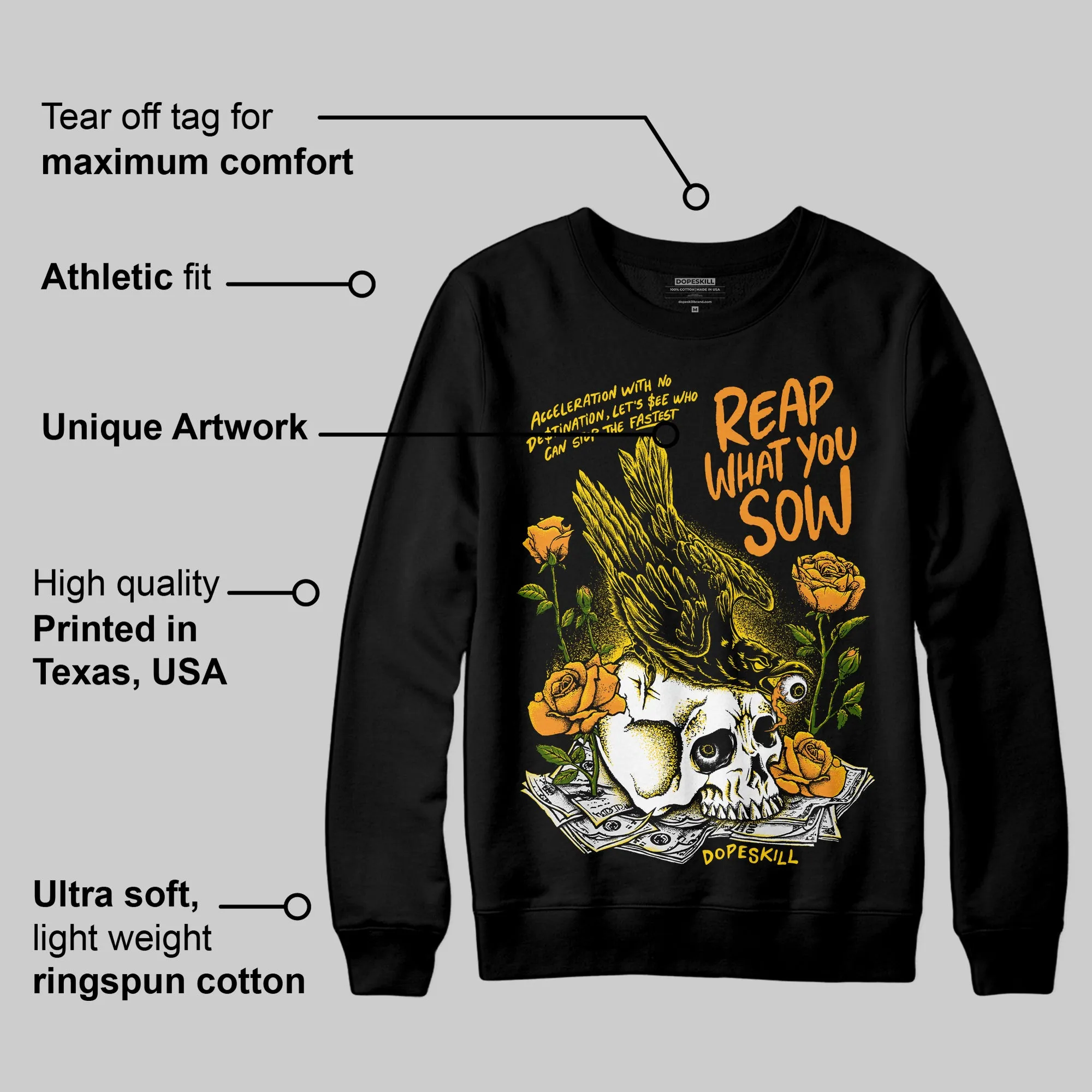 Yellow Ochre 6s DopeSkill Sweatshirt Reap What You Sow Graphic sold by DopeSkill product image thumbnail 3