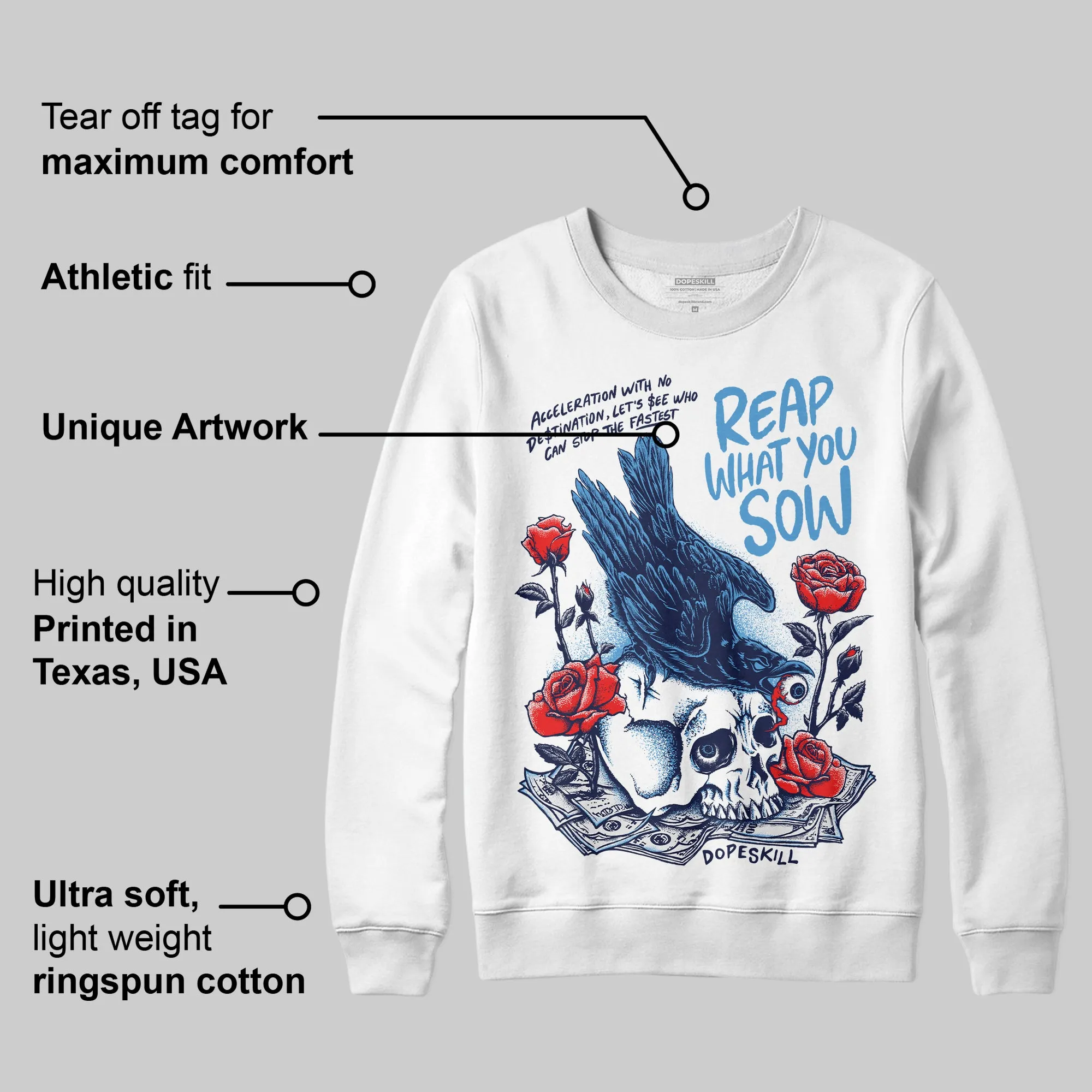Midnight Navy 3s DopeSkill Sweatshirt Reap What You Sow Graphic sold by DopeSkill product image thumbnail 3