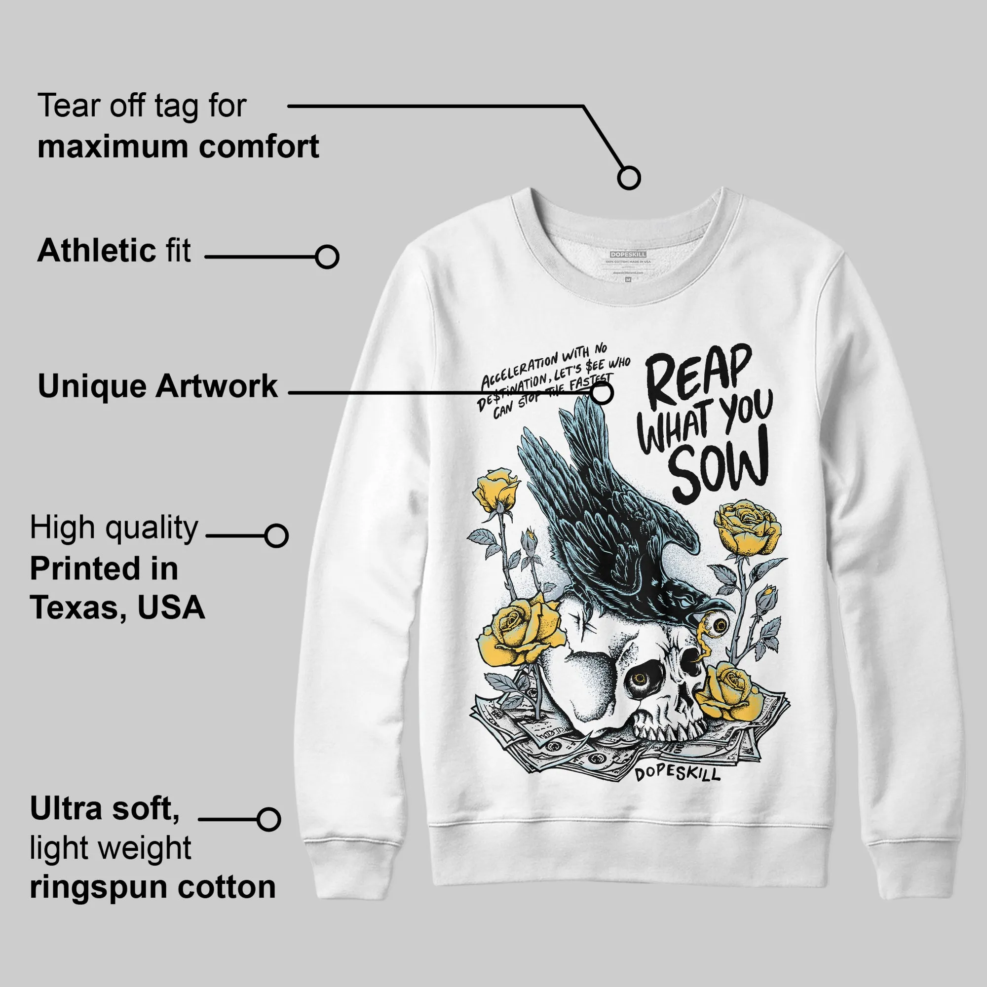 Blue Grey 13s DopeSkill Sweatshirt Reap What You Sow Graphic sold by DopeSkill product image thumbnail 3