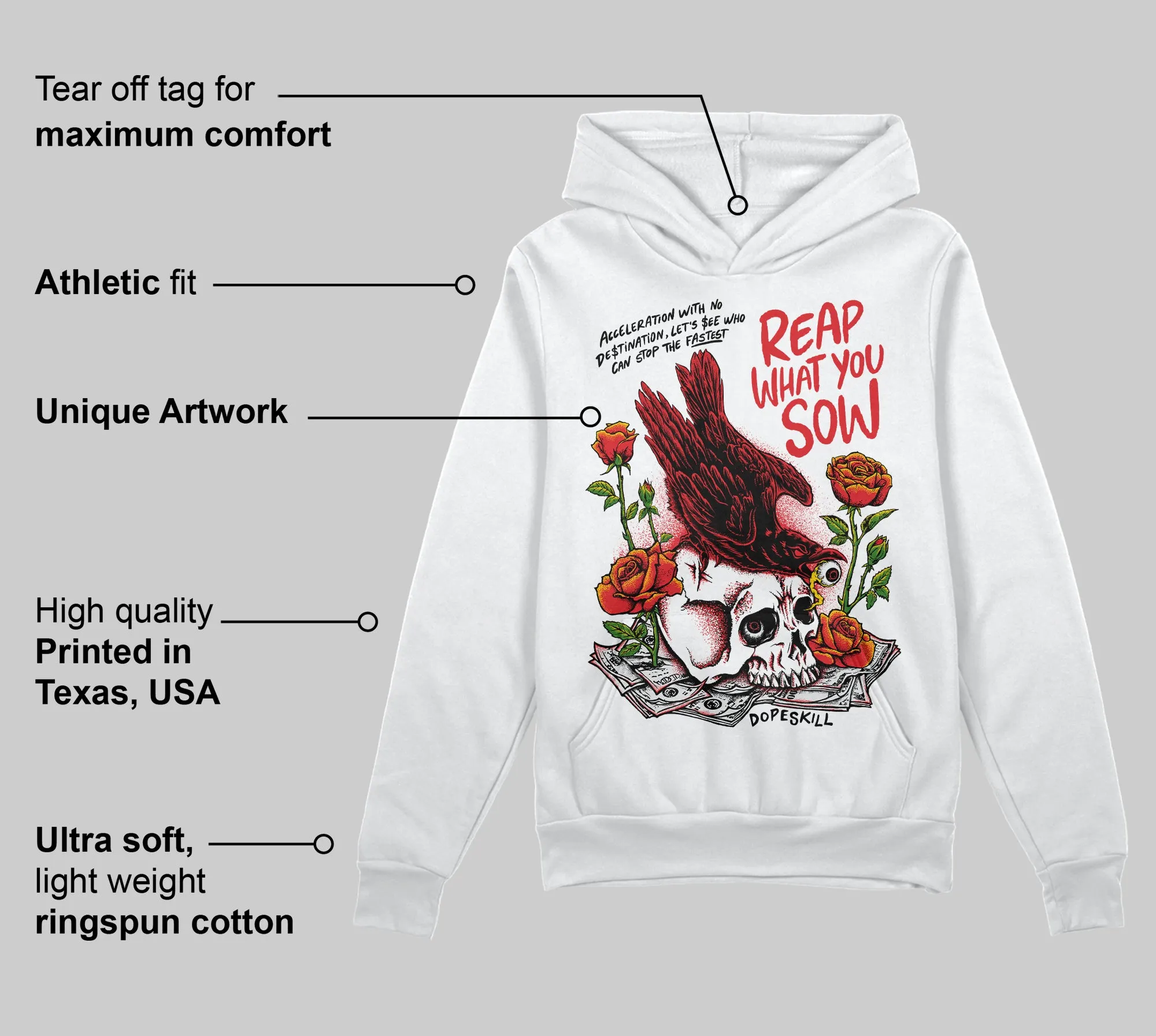 Red Cement 4S DopeSkill Hoodie Sweatshirt Reap What You Sow Graphic sold by DopeSkill product image thumbnail 3