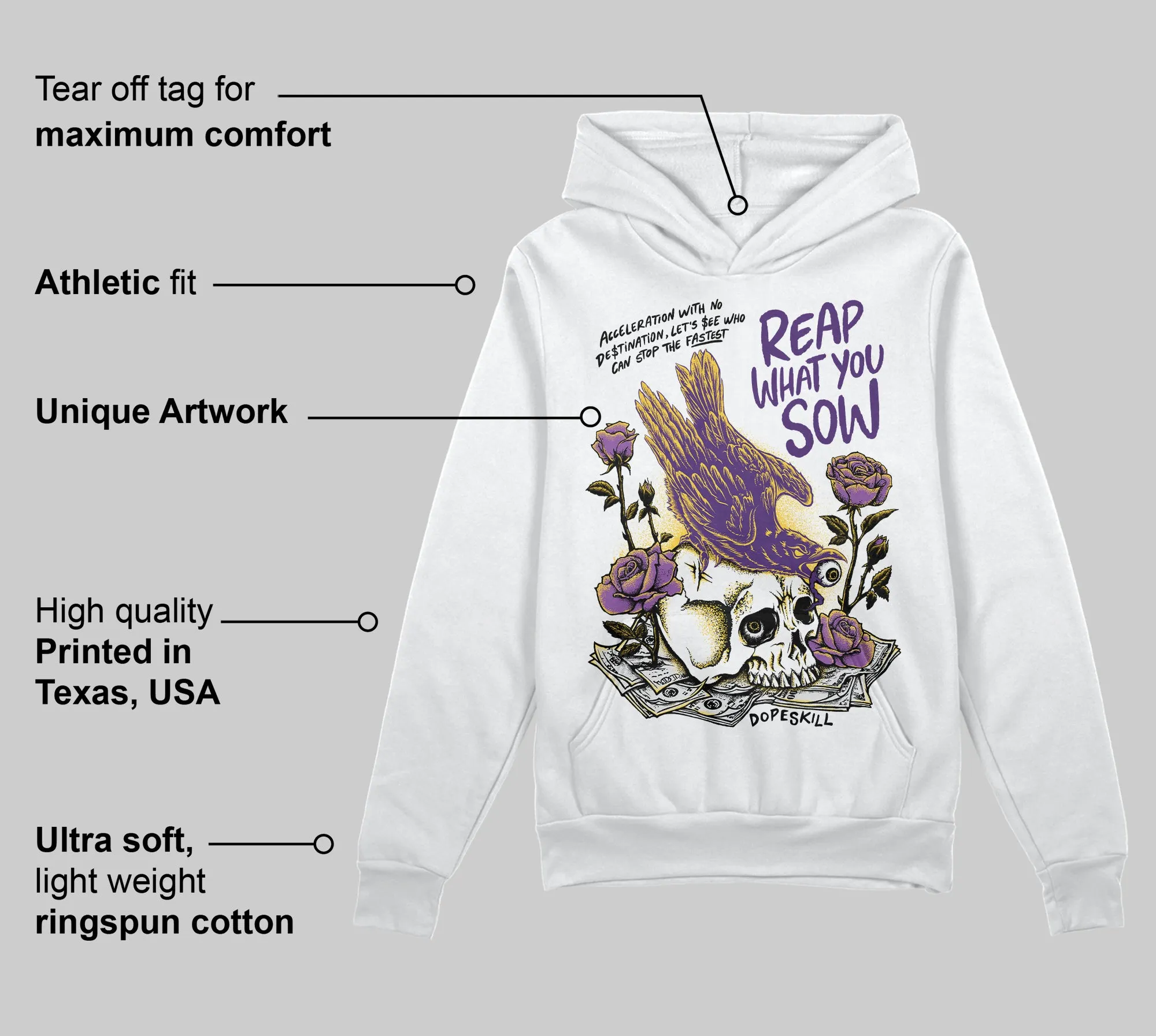 Field Purple 12s DopeSkill Hoodie Sweatshirt Reap What You Sow Graphic sold by DopeSkill product image thumbnail 3