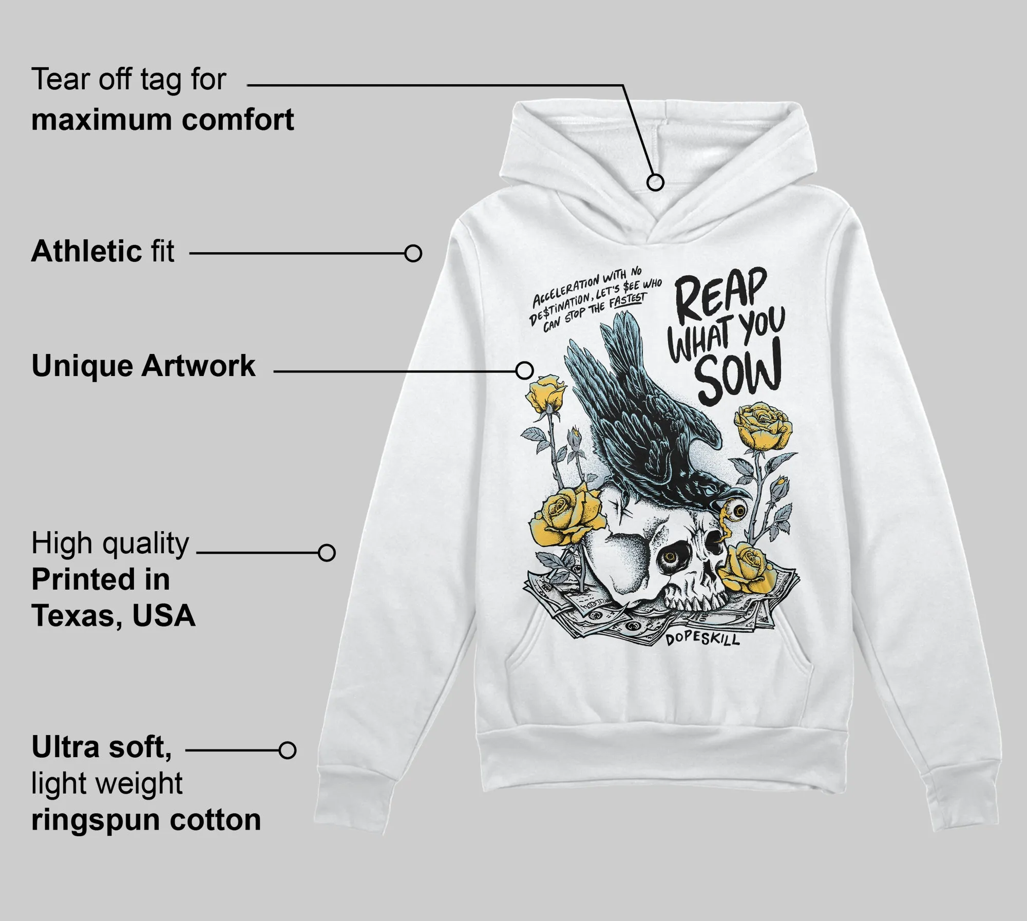 Blue Grey 13s DopeSkill Hoodie Sweatshirt Reap What You Sow Graphic sold by DopeSkill product image thumbnail 3