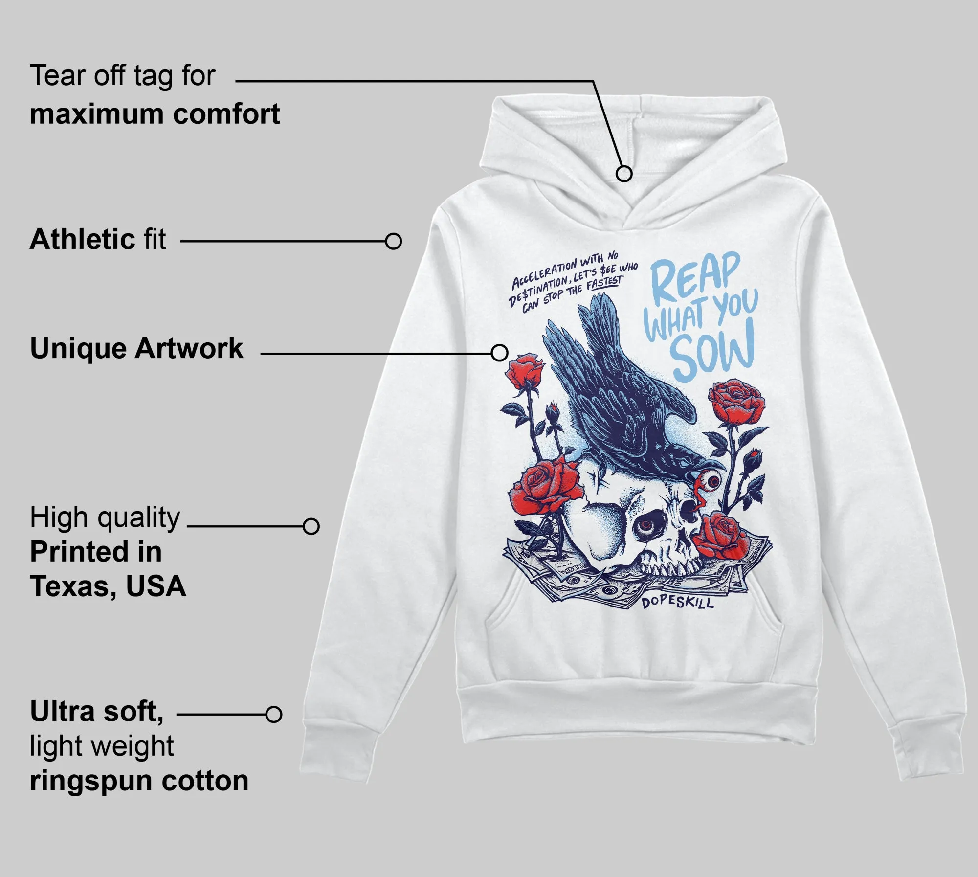 University Blue Collection DopeSkill Hoodie Sweatshirt Reap What You Sow Graphic sold by DopeSkill product image thumbnail 3