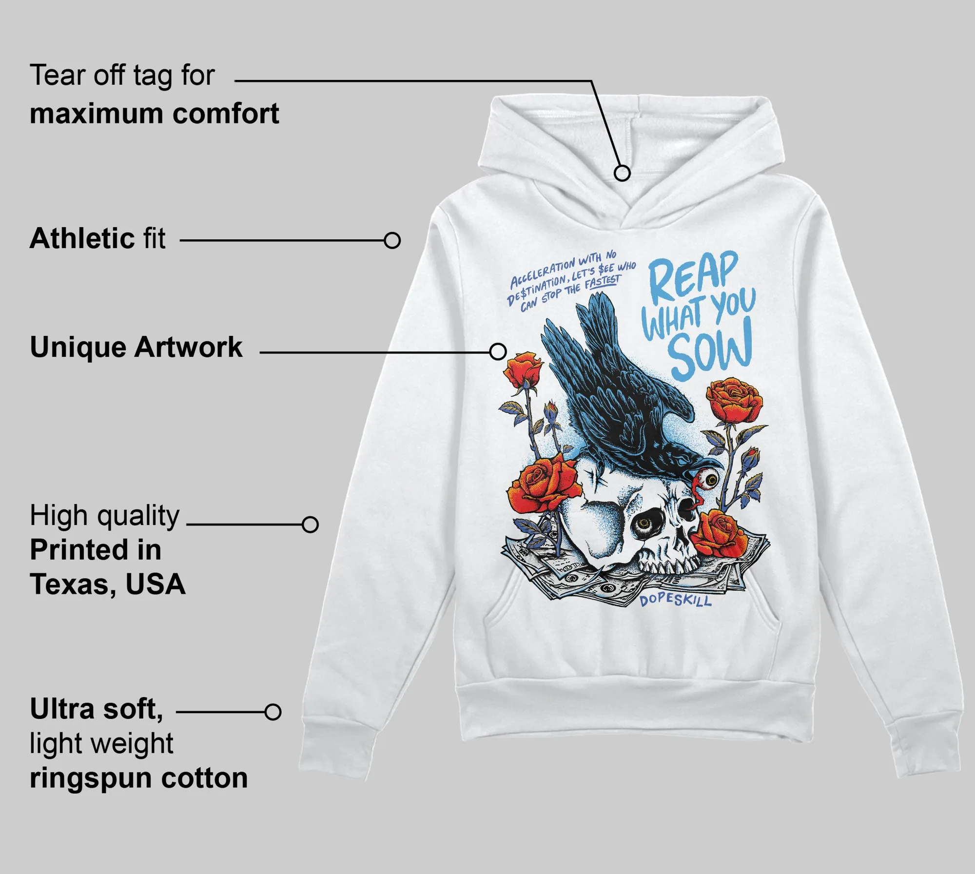 Royal Blue Collection DopeSkill Hoodie Sweatshirt Reap What You Sow Graphic sold by DopeSkill product image thumbnail 3