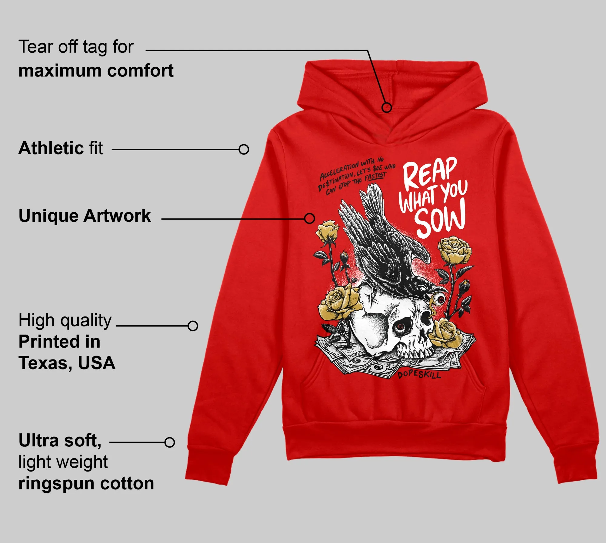 Red Collection DopeSkill Red Hoodie Sweatshirt Reap What You Sow Graphic sold by DopeSkill product image thumbnail 2