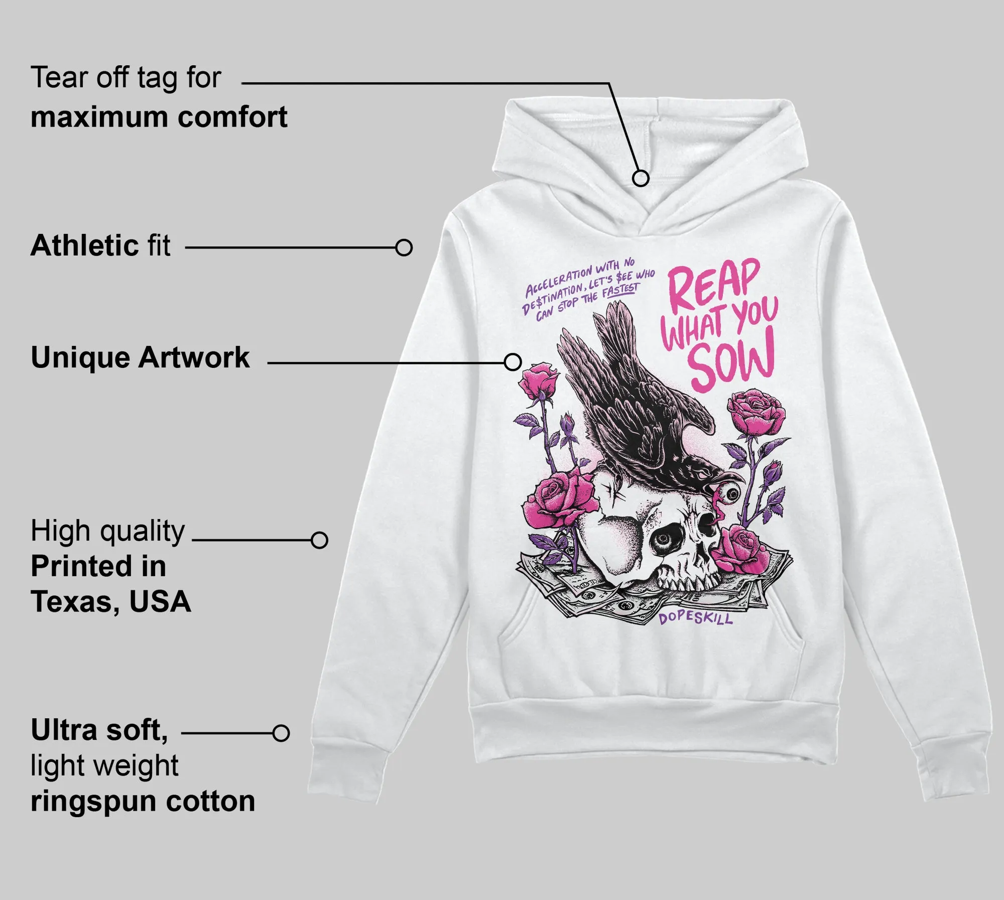 Pink Collection DopeSkill Hoodie Sweatshirt Reap What You Sow Graphic sold by DopeSkill product image thumbnail 3