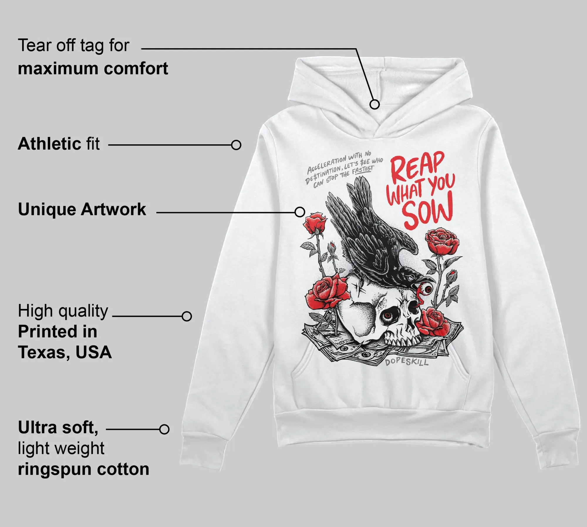 Grey Collection DopeSkill Hoodie Sweatshirt Reap What You Sow Graphic sold by DopeSkill product image thumbnail 3