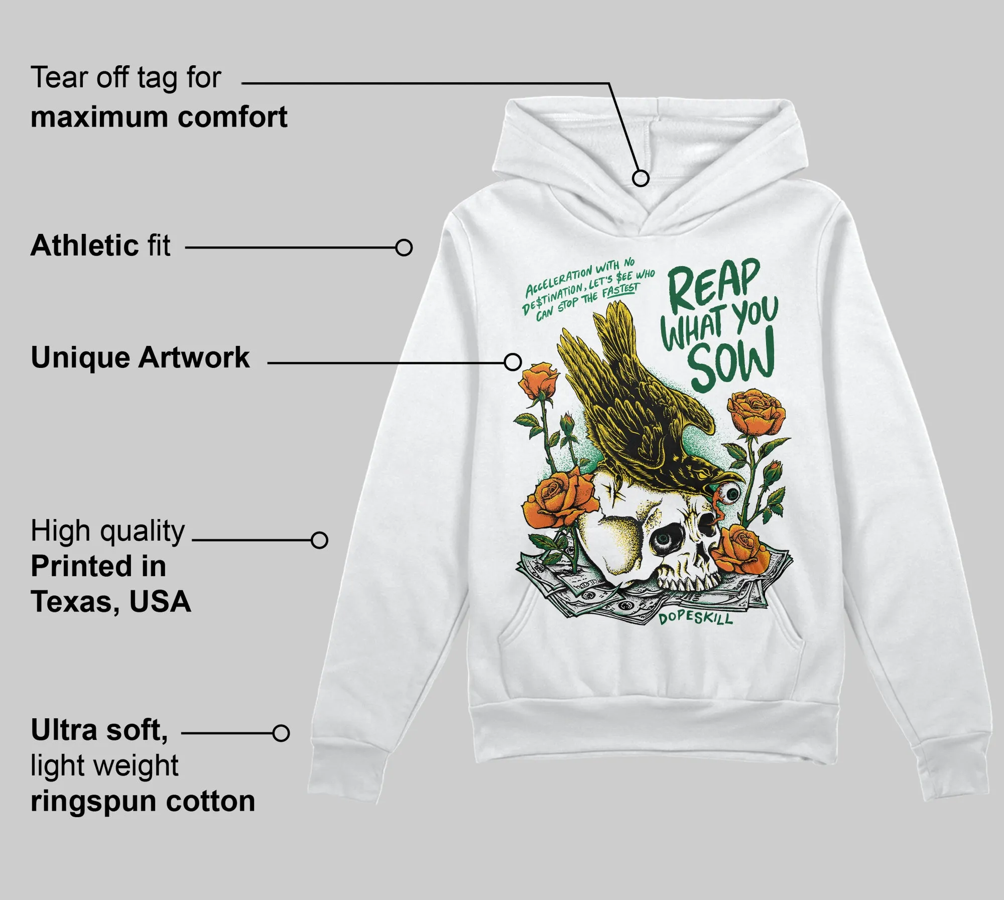 Green Collection DopeSkill Hoodie Sweatshirt Reap What You Sow Graphic sold by DopeSkill product image thumbnail 3