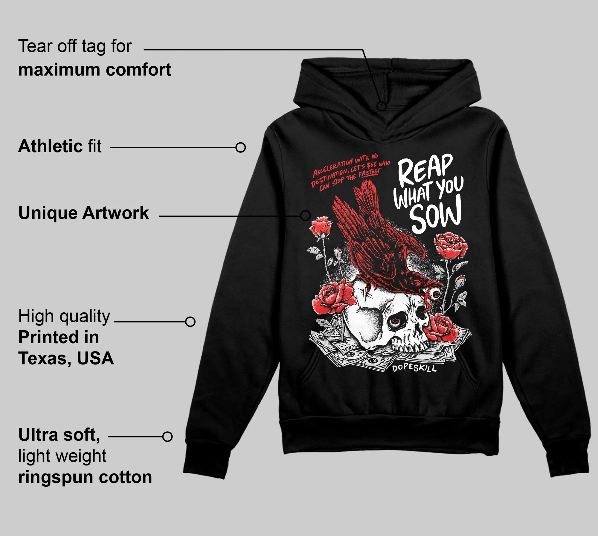 Black and White Collection DopeSkill Hoodie Sweatshirt Reap What You Sow Graphic sold by DopeSkill product image thumbnail 3