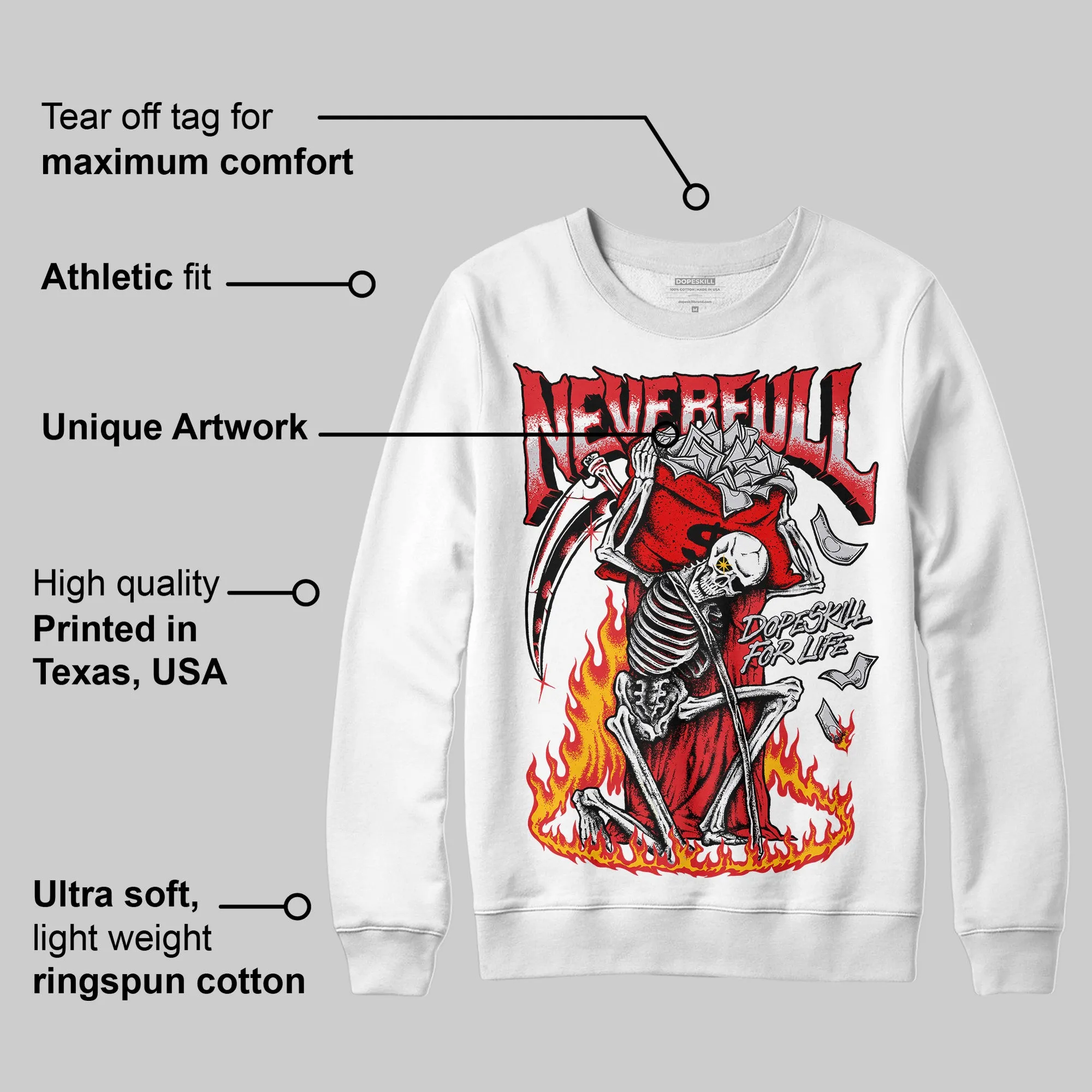 Red Cement 4S DopeSkill Sweatshirt NeverFull Graphic sold by DopeSkill product image thumbnail 3