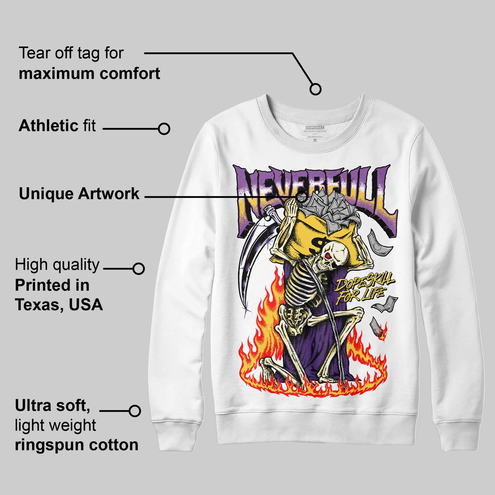 Field Purple 12s DopeSkill Sweatshirt NeverFull Graphic sold by DopeSkill product image thumbnail 3