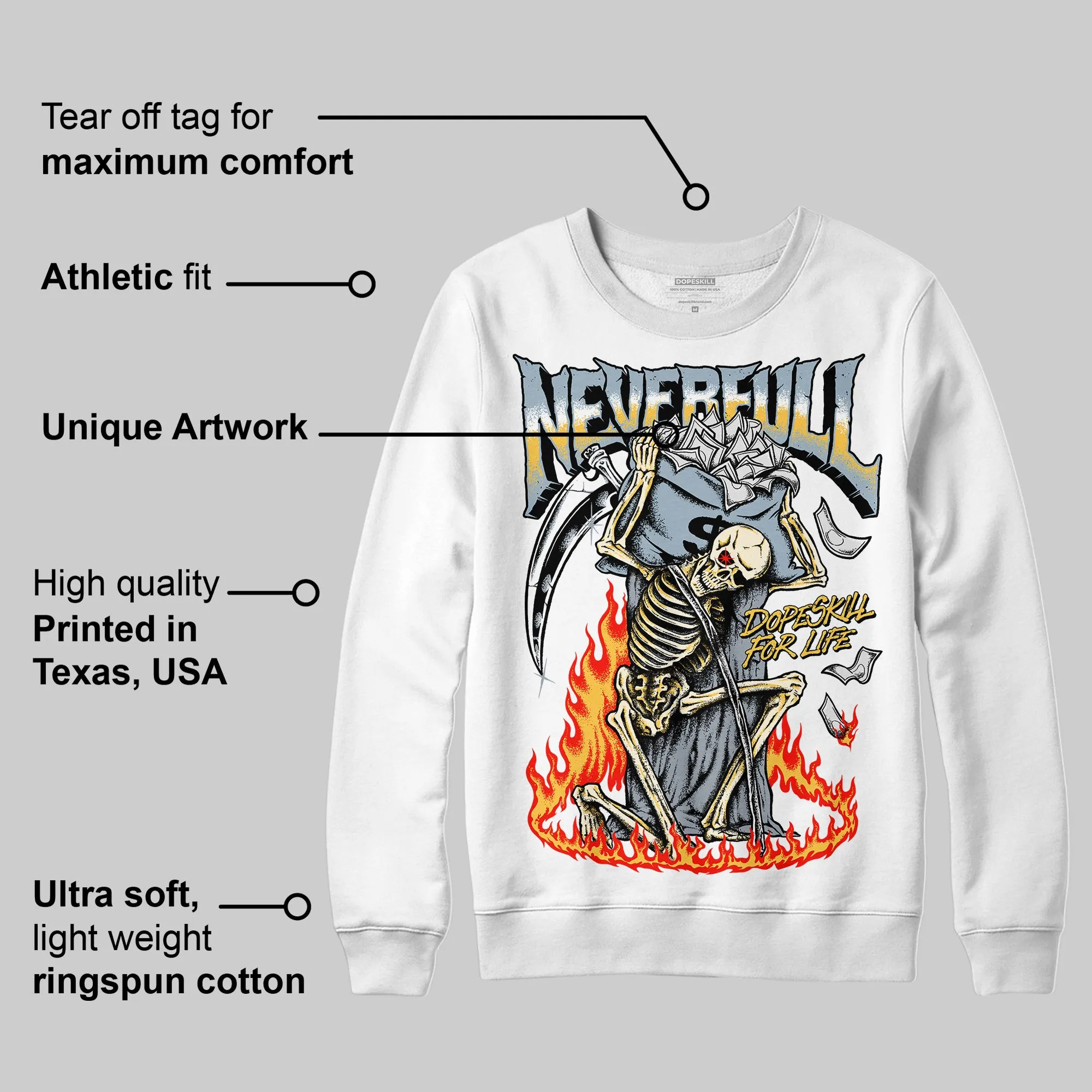 Blue Grey 13s DopeSkill Sweatshirt NeverFull Graphic sold by DopeSkill product image thumbnail 3