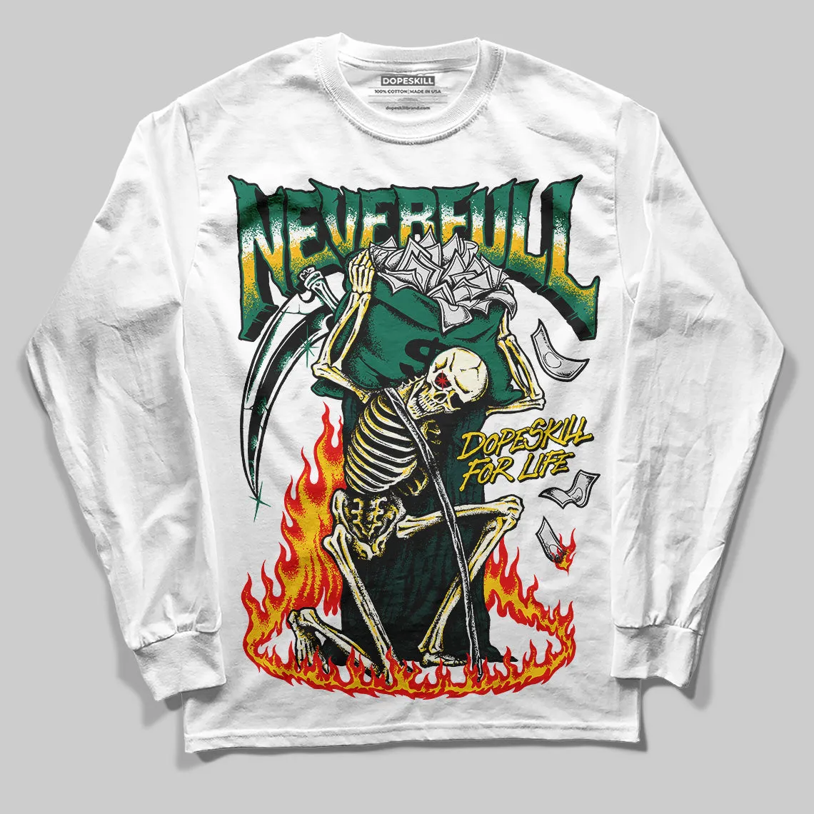 Oxidized Green 4s DopeSkill Long Sleeve T-Shirt NeverFull Graphic sold by DopeSkill