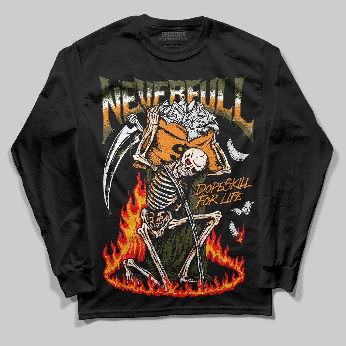 Olive 5s DopeSkill Long Sleeve T-Shirt NeverFull Graphic sold by DopeSkill product image thumbnail 2