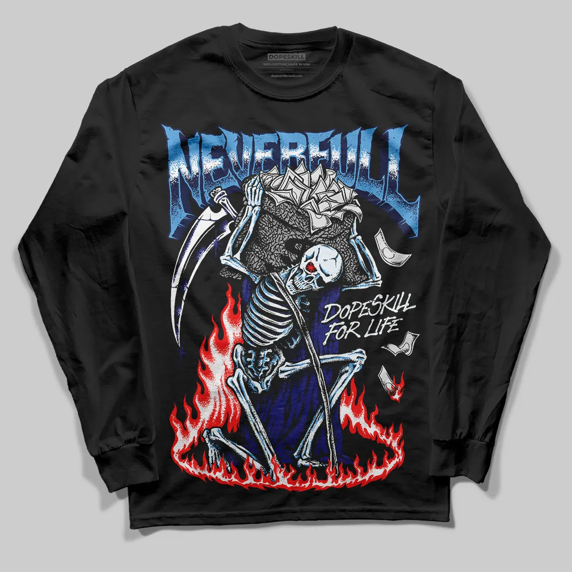 Midnight Navy 3s DopeSkill Long Sleeve T-Shirt NeverFull Graphic sold by DopeSkill product image thumbnail 2
