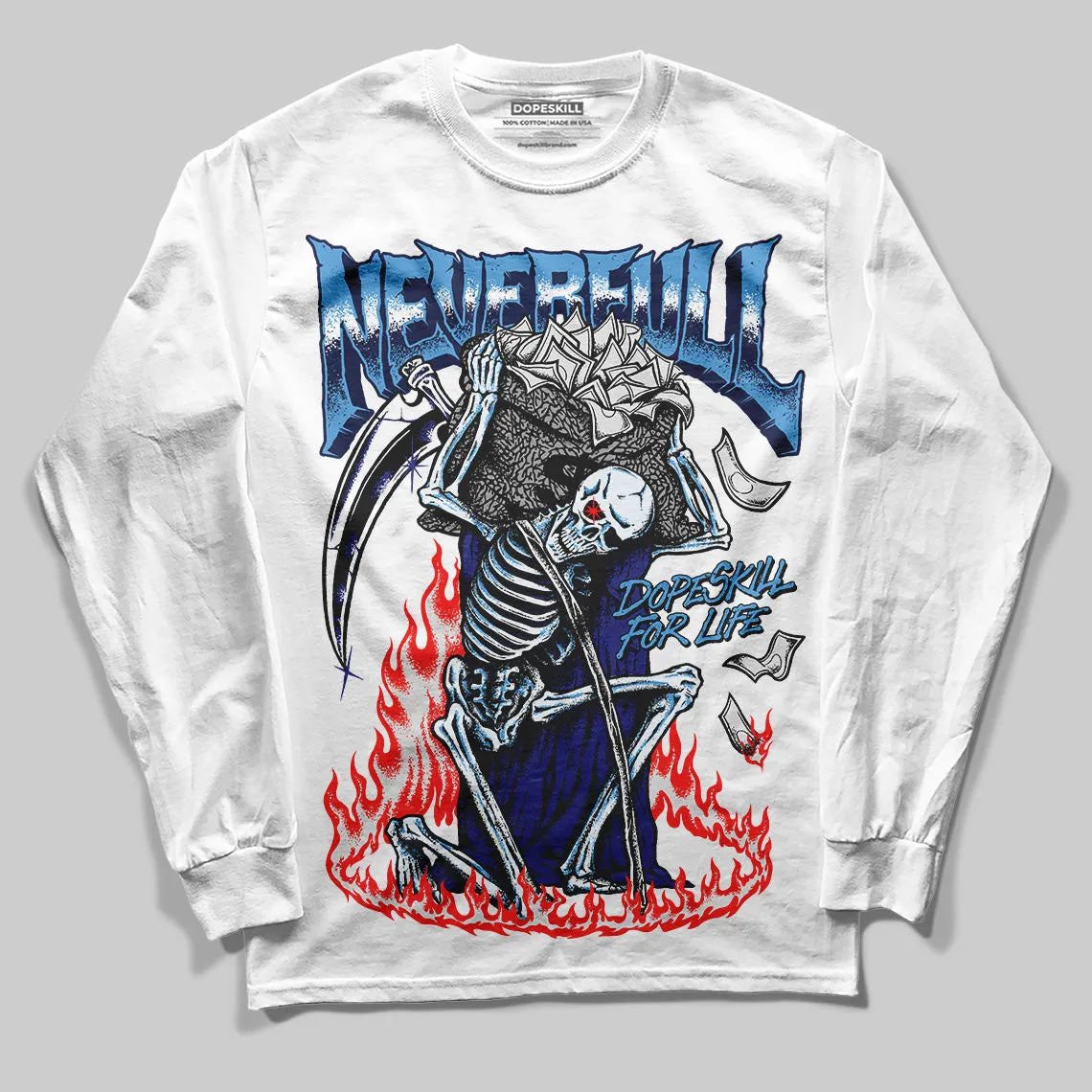 Midnight Navy 3s DopeSkill Long Sleeve T-Shirt NeverFull Graphic sold by DopeSkill