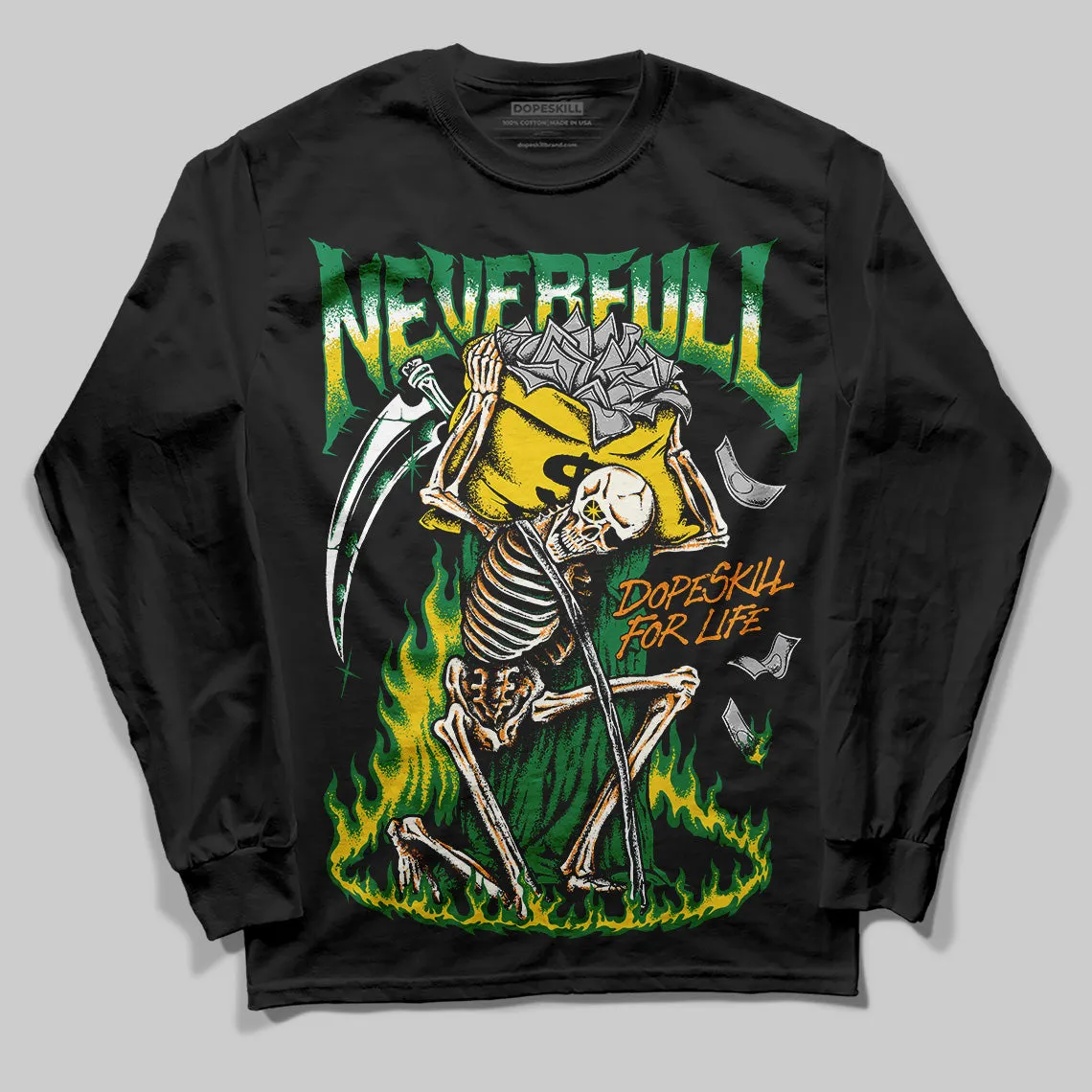Lucky Green 5s DopeSkill Long Sleeve T-Shirt NeverFull Graphic sold by DopeSkill product image thumbnail 2