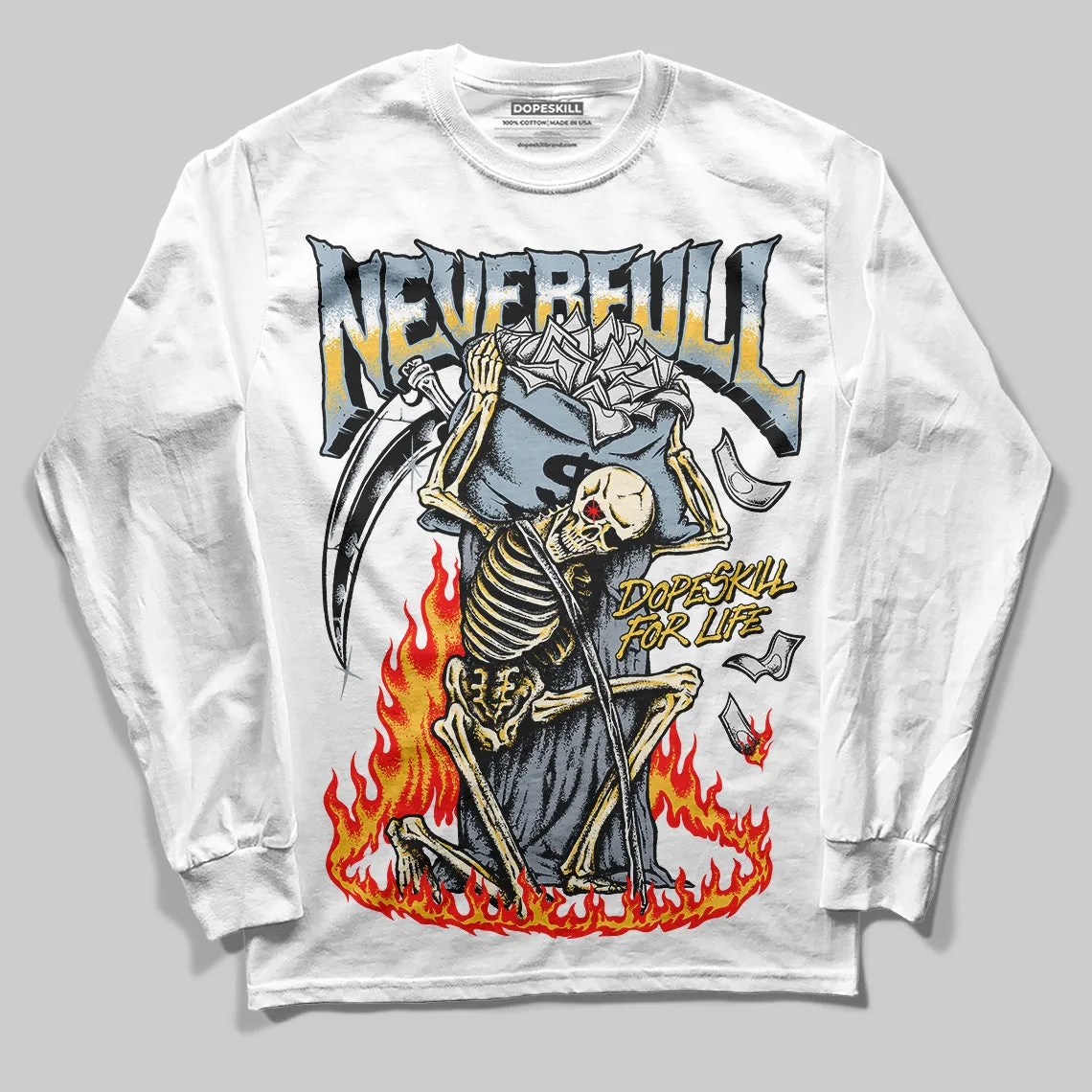 Blue Grey 13s DopeSkill Long Sleeve T-Shirt NeverFull Graphic sold by DopeSkill