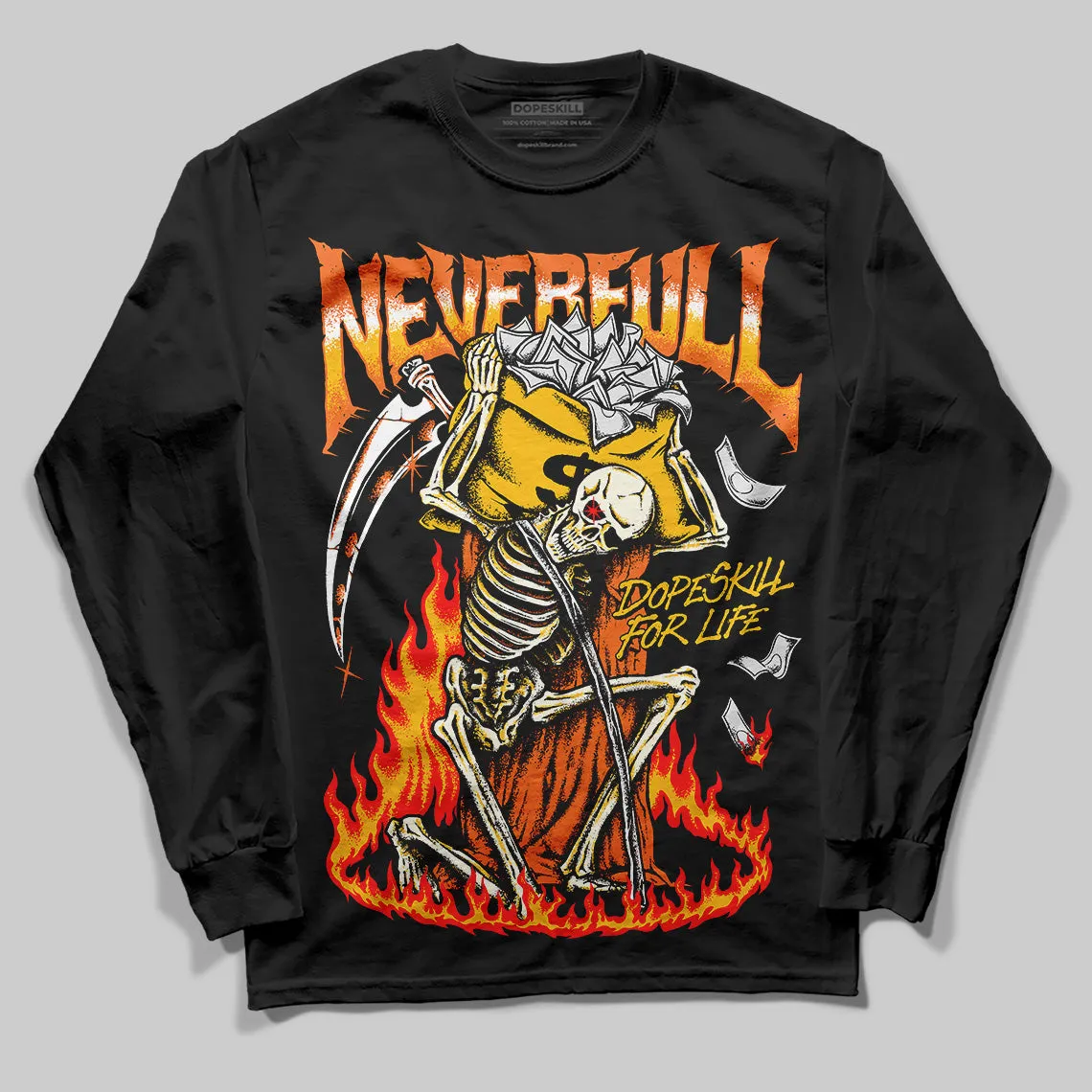 Orange Black White DopeSkill Long Sleeve T-Shirt NeverFull Graphic sold by DopeSkill product image thumbnail 2