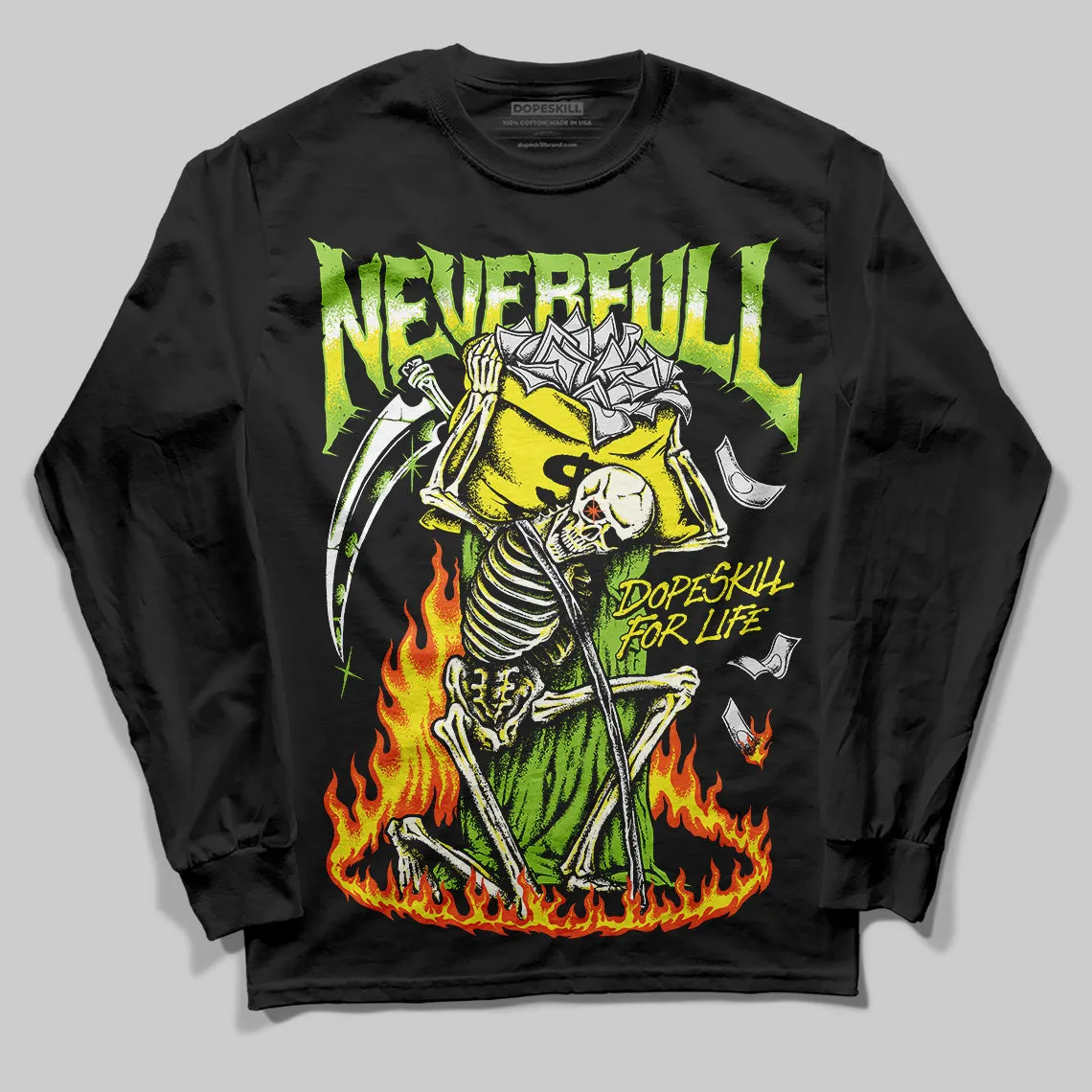Neon Green Collection DopeSkill Long Sleeve T-Shirt NeverFull Graphic sold by DopeSkill