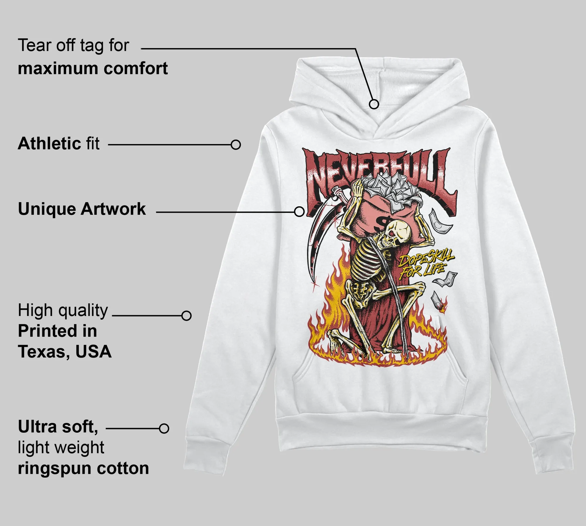 Dune Red 13s DopeSkill Hoodie Sweatshirt NeverFull Graphic sold by DopeSkill product image thumbnail 3