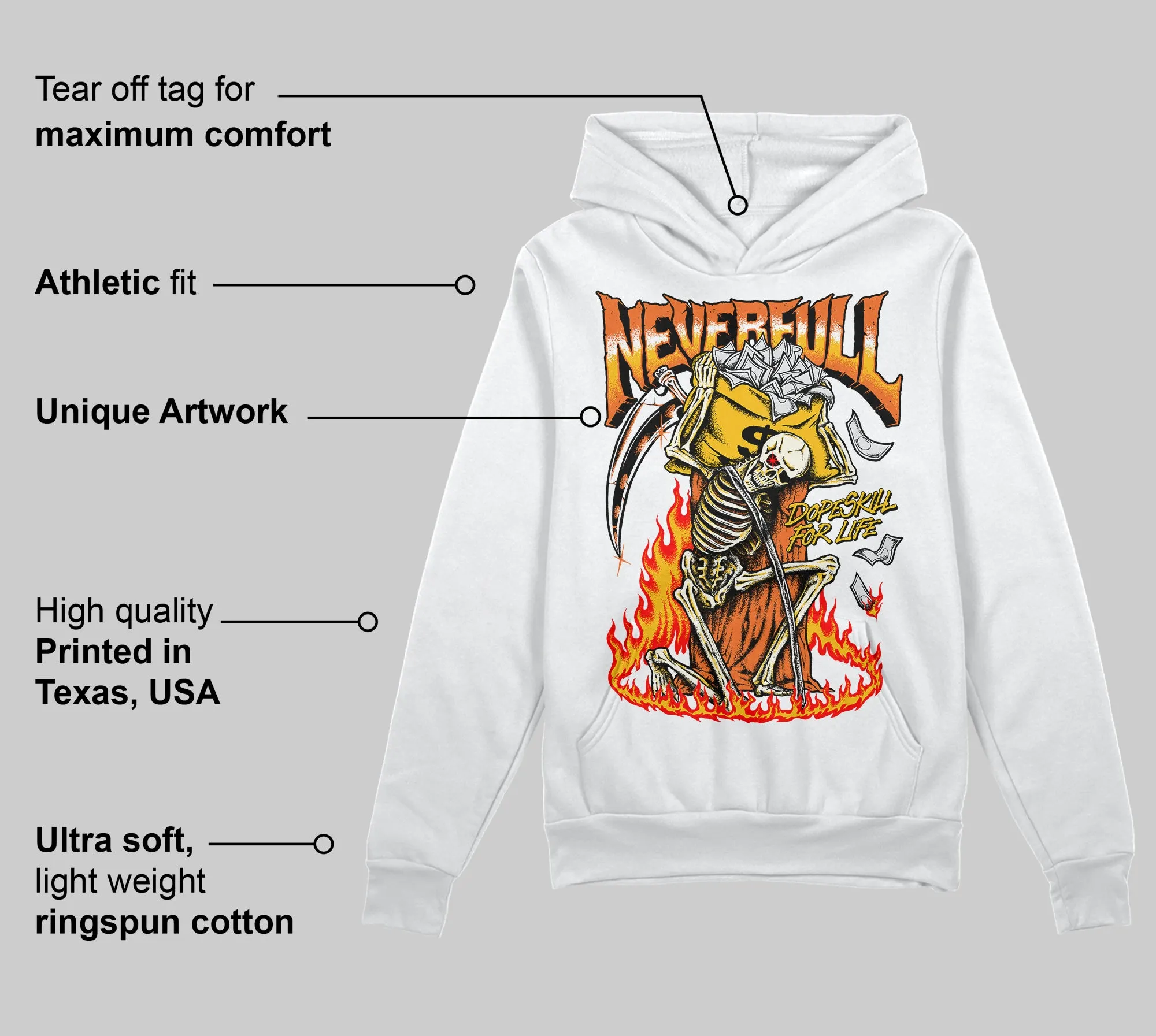 Orange Black White DopeSkill Hoodie Sweatshirt NeverFull Graphic sold by DopeSkill product image thumbnail 3