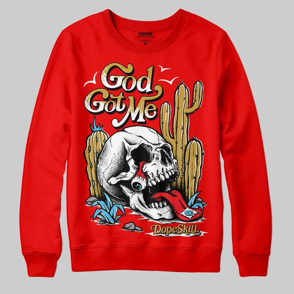 Red Collection DopeSkill Red Sweatshirt God Got Me Graphic sold by DopeSkill