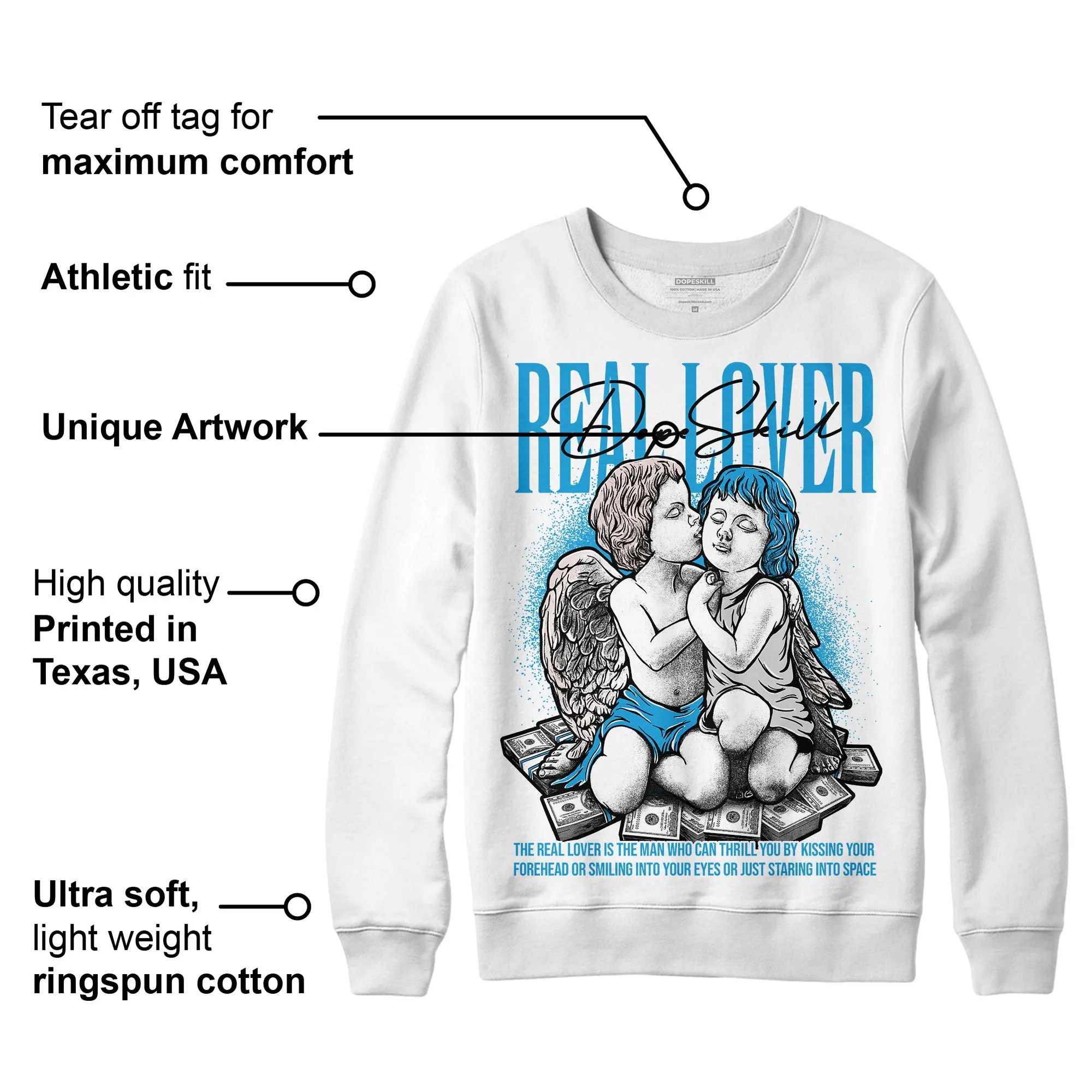 Military Blue 4s DopeSkill Sweatshirt Real Lover Graphic sold by DopeSkill product image thumbnail 3
