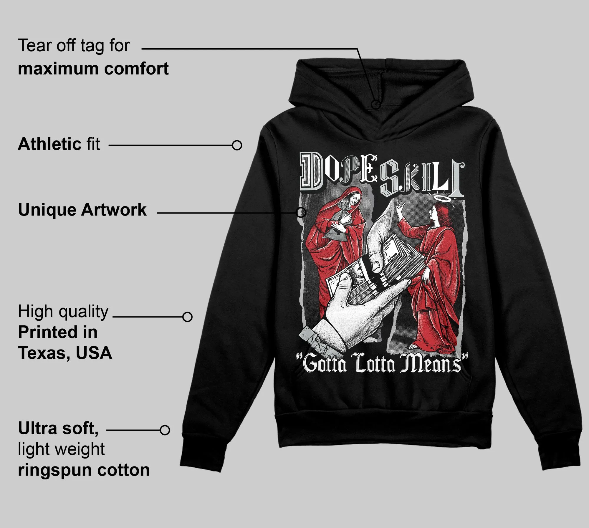 Bred Velvet 11s DopeSkill Hoodie Sweatshirt Gotta Lotta Means Graphic sold by DopeSkill product image thumbnail 3