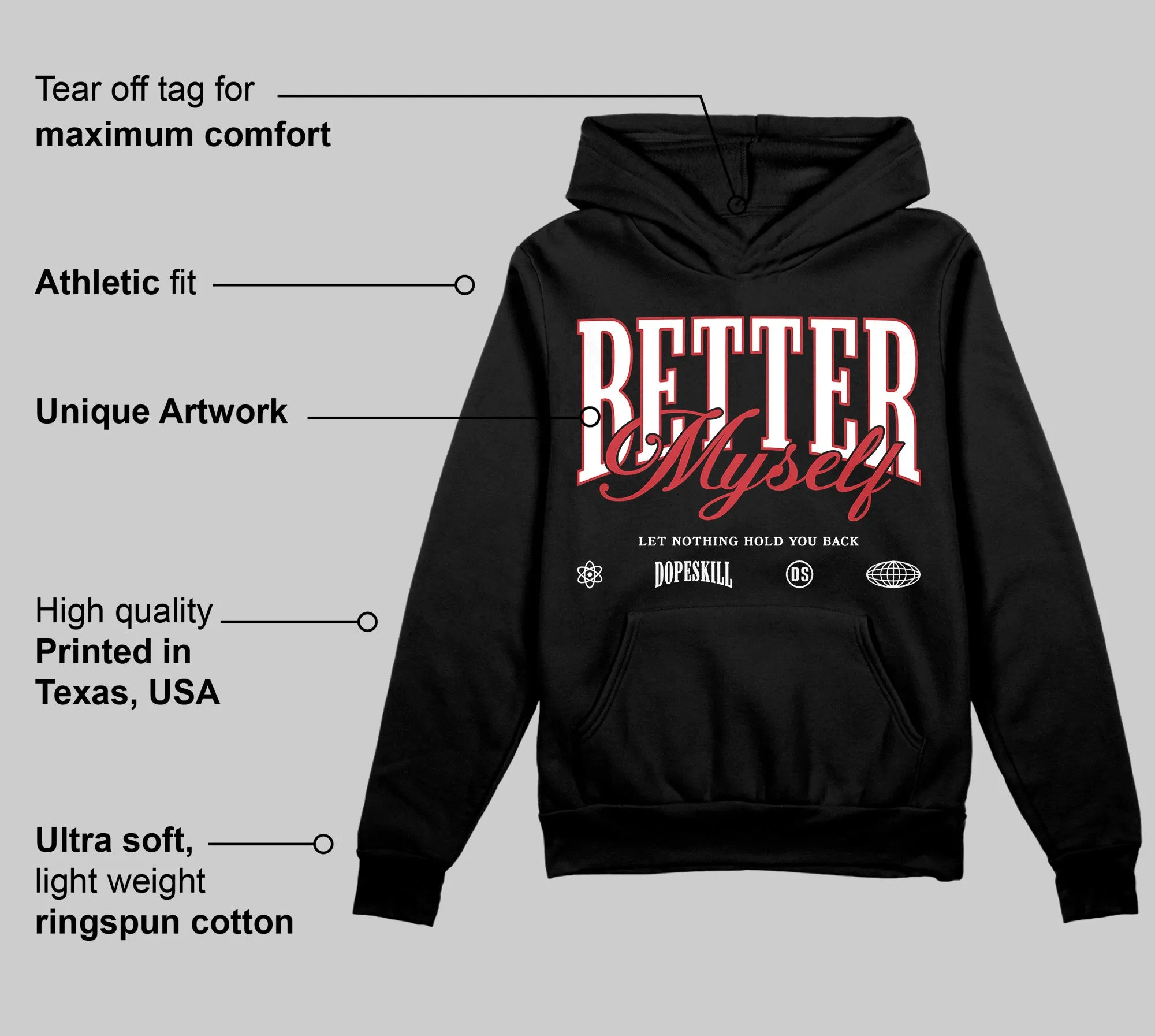 Bred Velvet 11s DopeSkill Hoodie Sweatshirt Better Myself Graphic sold by DopeSkill product image thumbnail 3