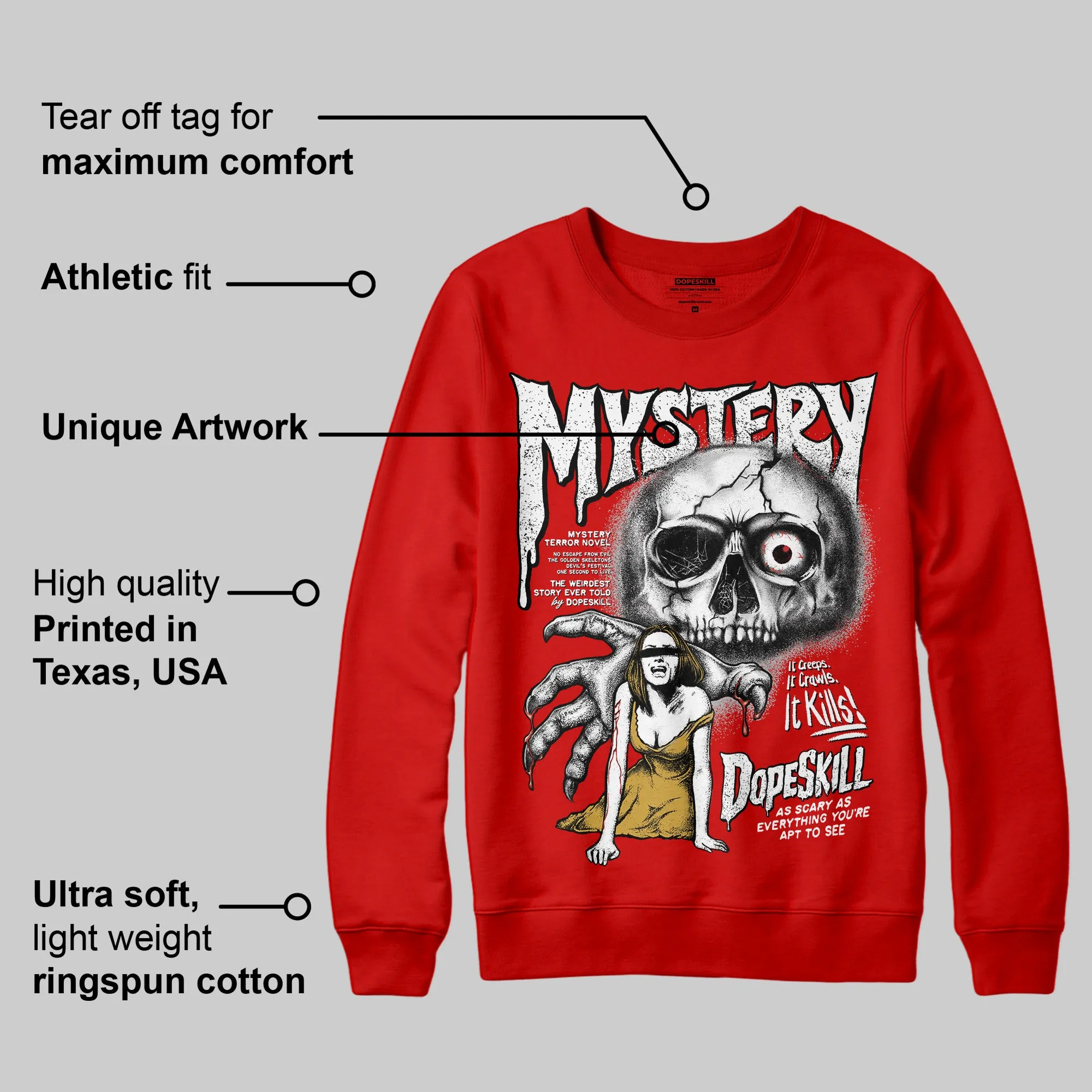 Bred Velvet 11s DopeSkill Red Sweatshirt Mystery Ghostly Grasp Graphic sold by DopeSkill product image thumbnail 2