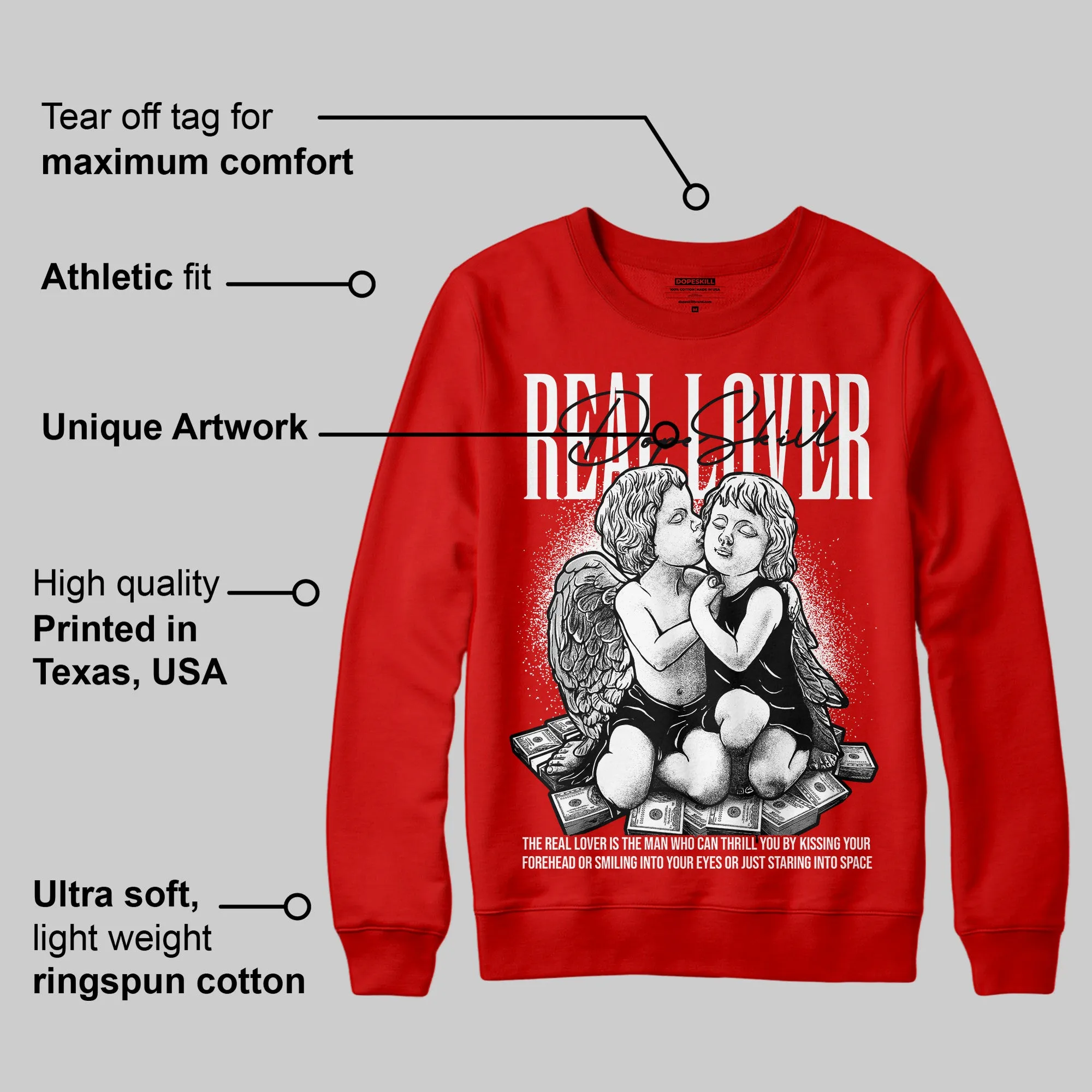 Bred Velvet 11s DopeSkill Red Sweatshirt Real Lover Graphic sold by DopeSkill product image thumbnail 2
